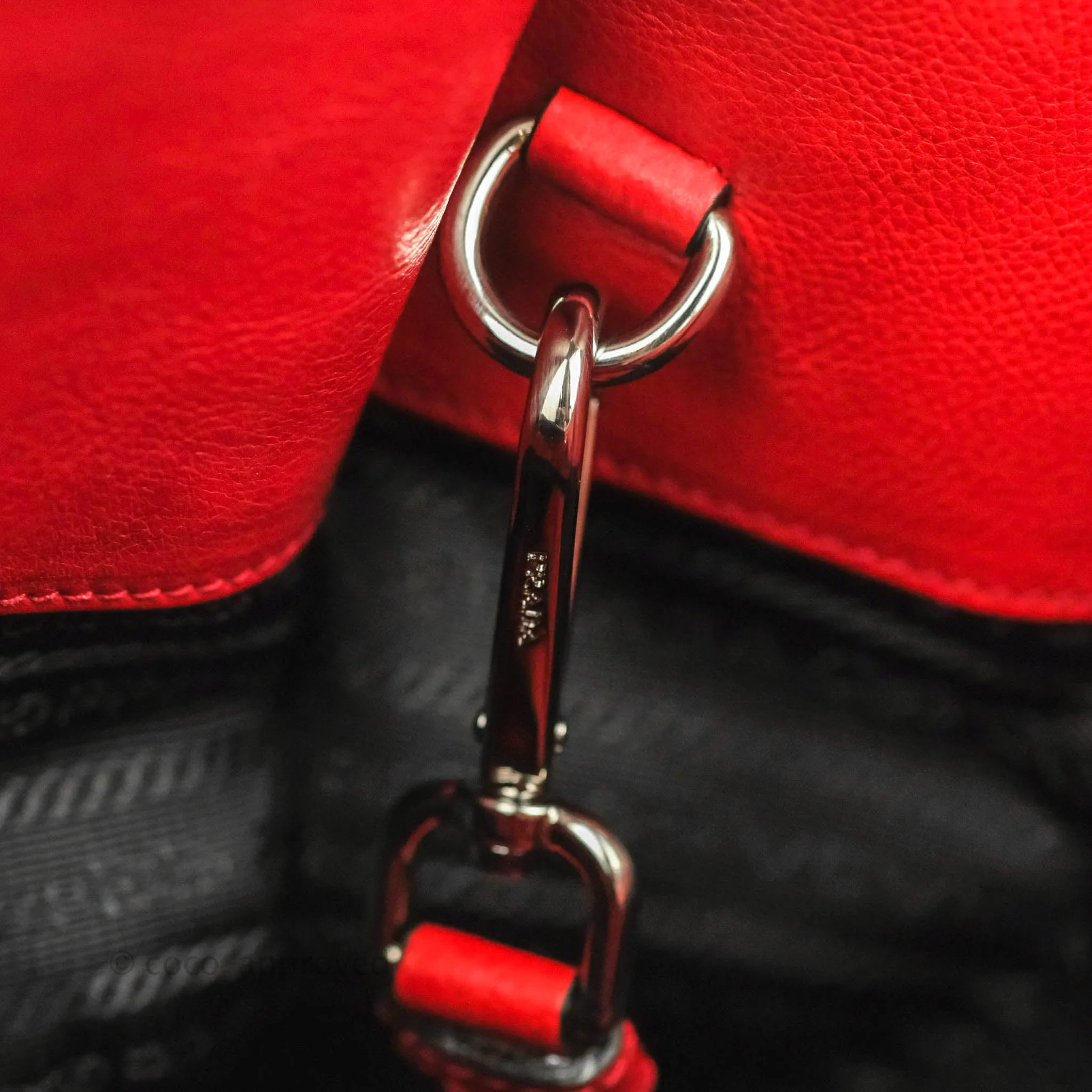 Prada Glace Calf Twin Pocket Tote Red