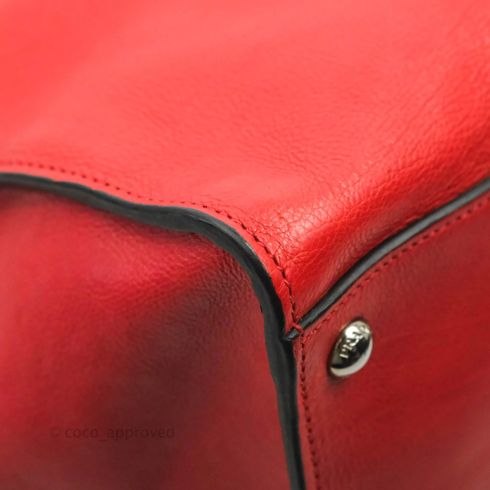 Prada Glace Calf Twin Pocket Tote Red