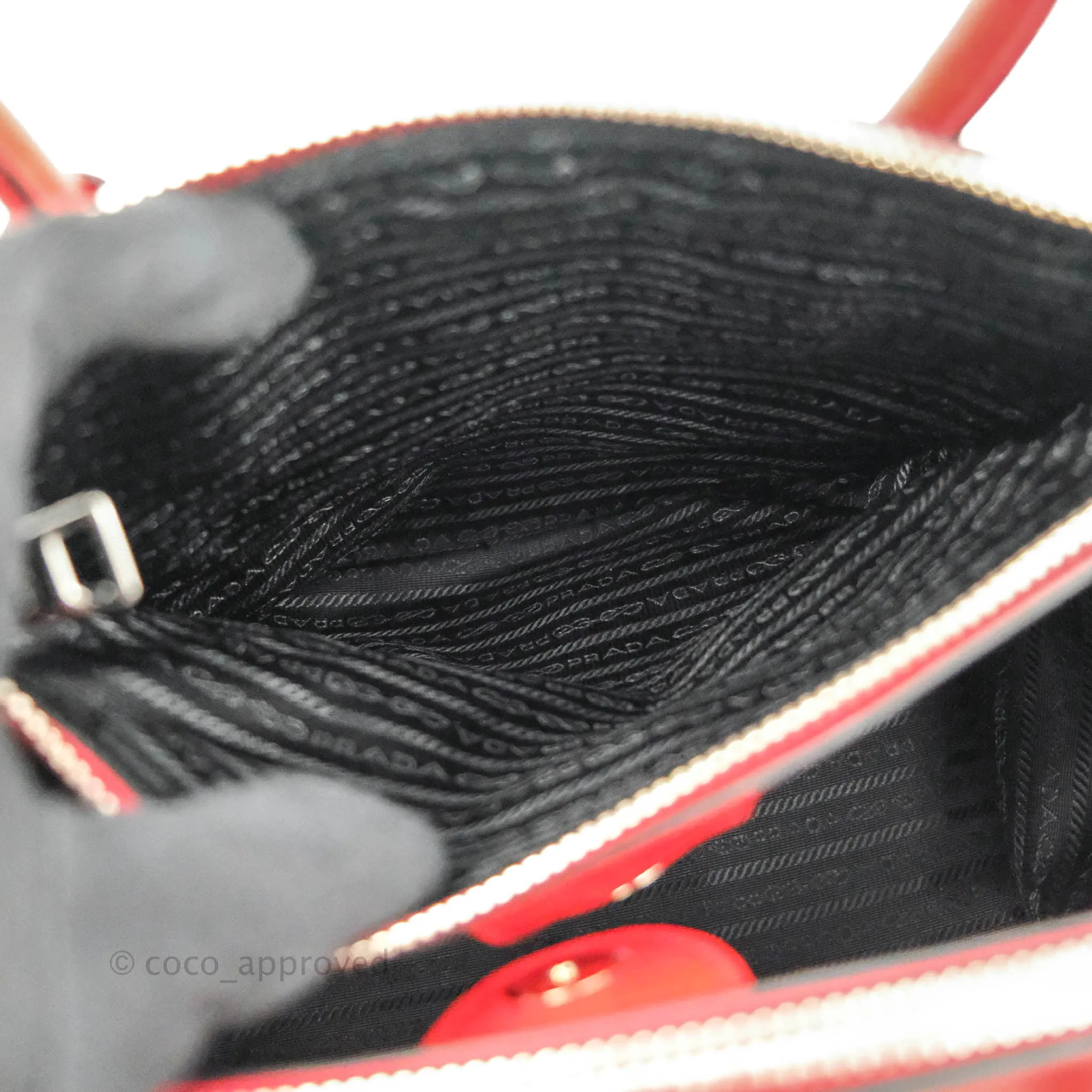 Prada Glace Calf Twin Pocket Tote Red
