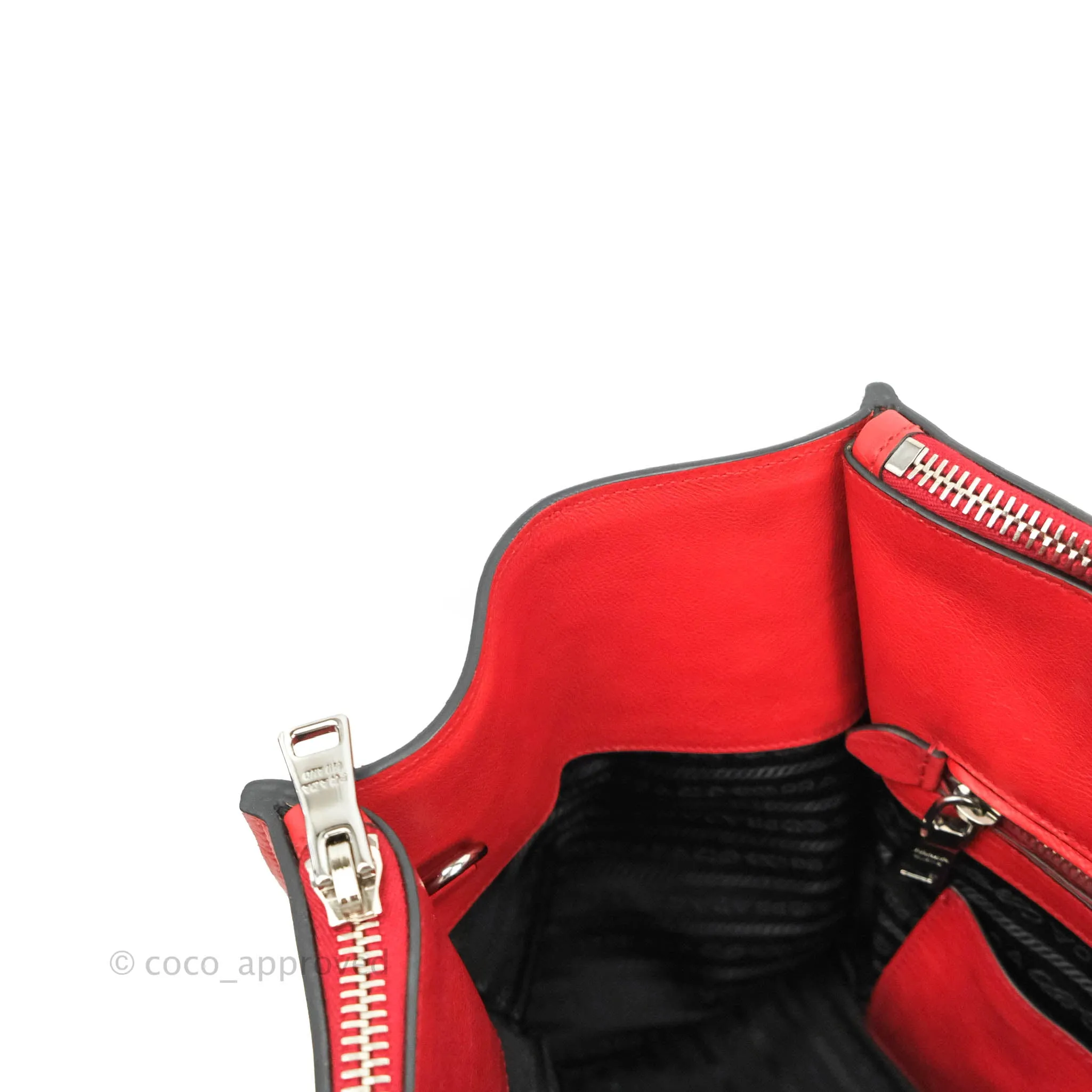 Prada Glace Calf Twin Pocket Tote Red