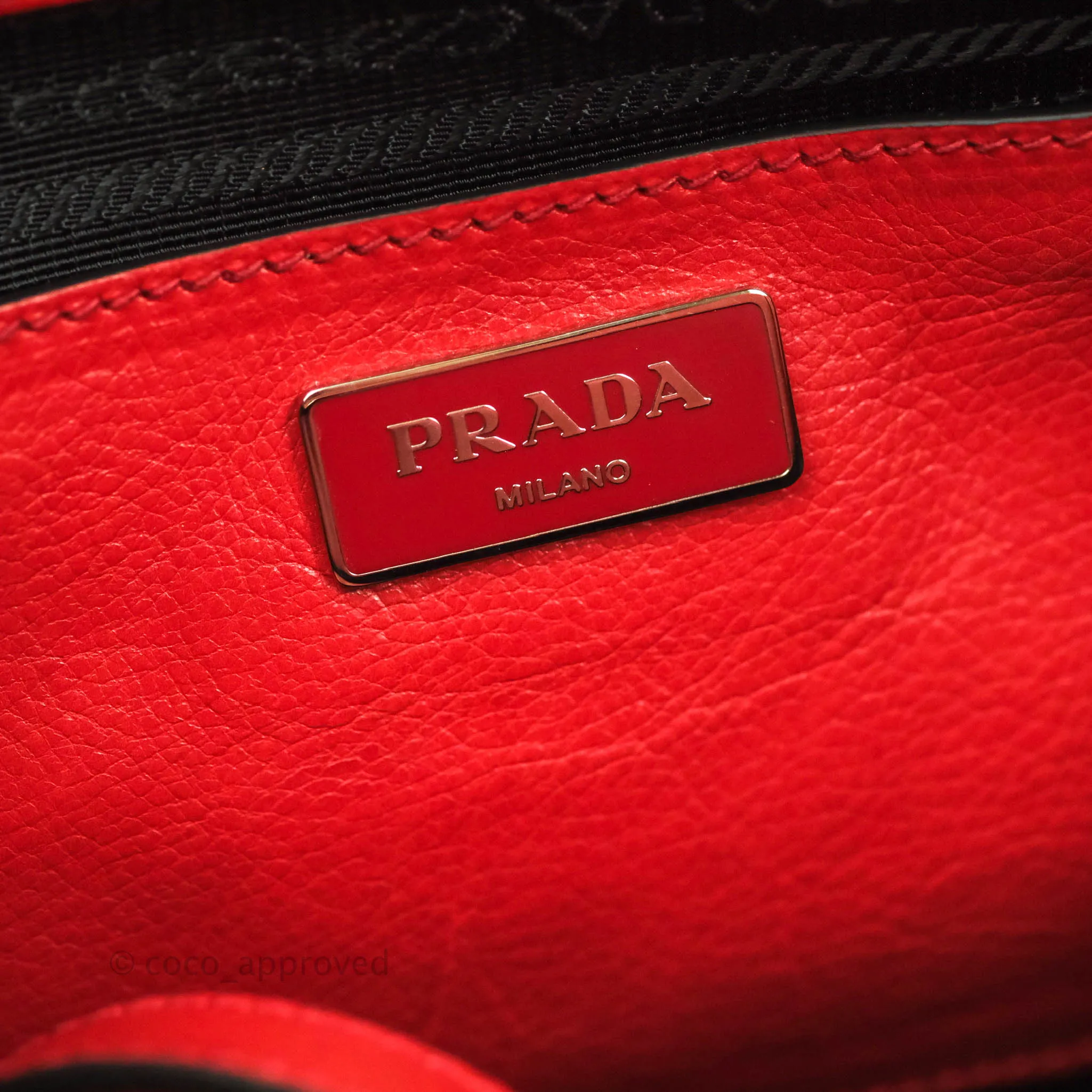 Prada Glace Calf Twin Pocket Tote Red
