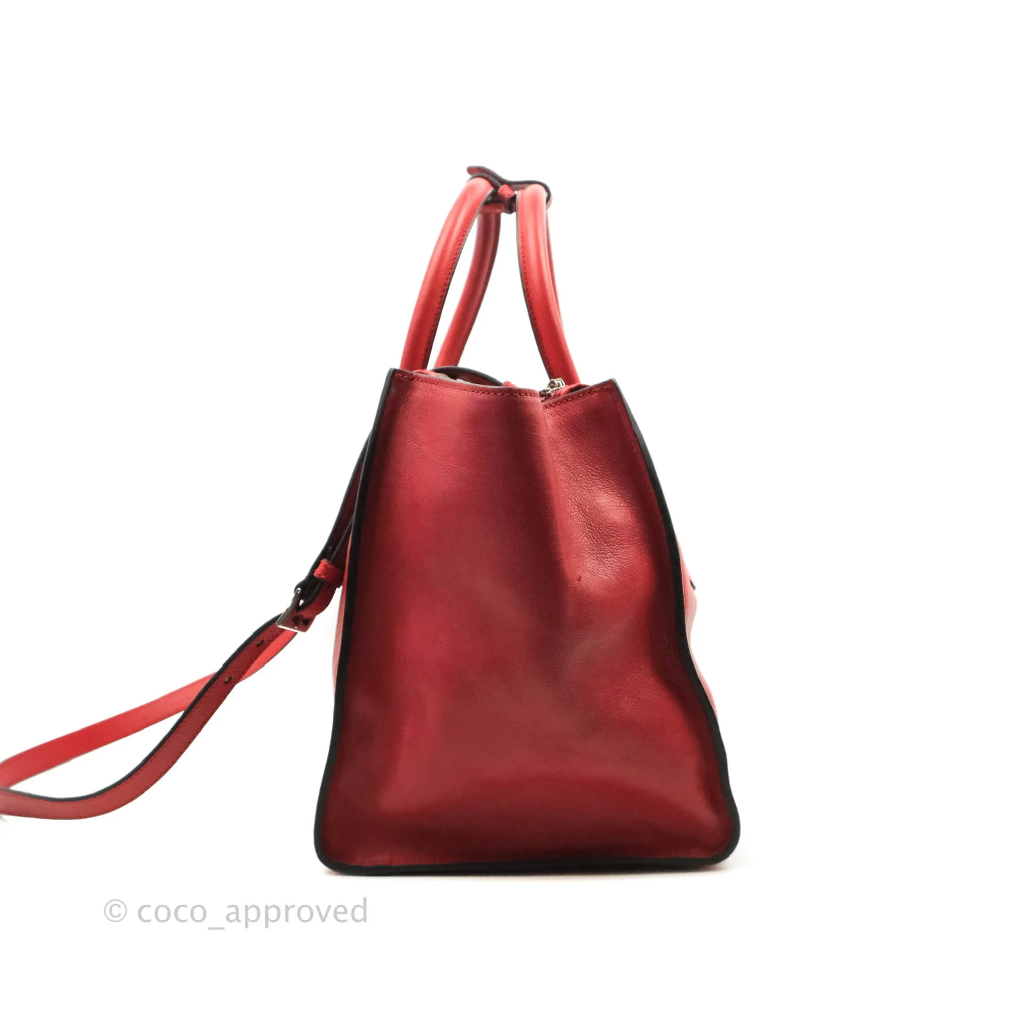 Prada Glace Calf Twin Pocket Tote Red