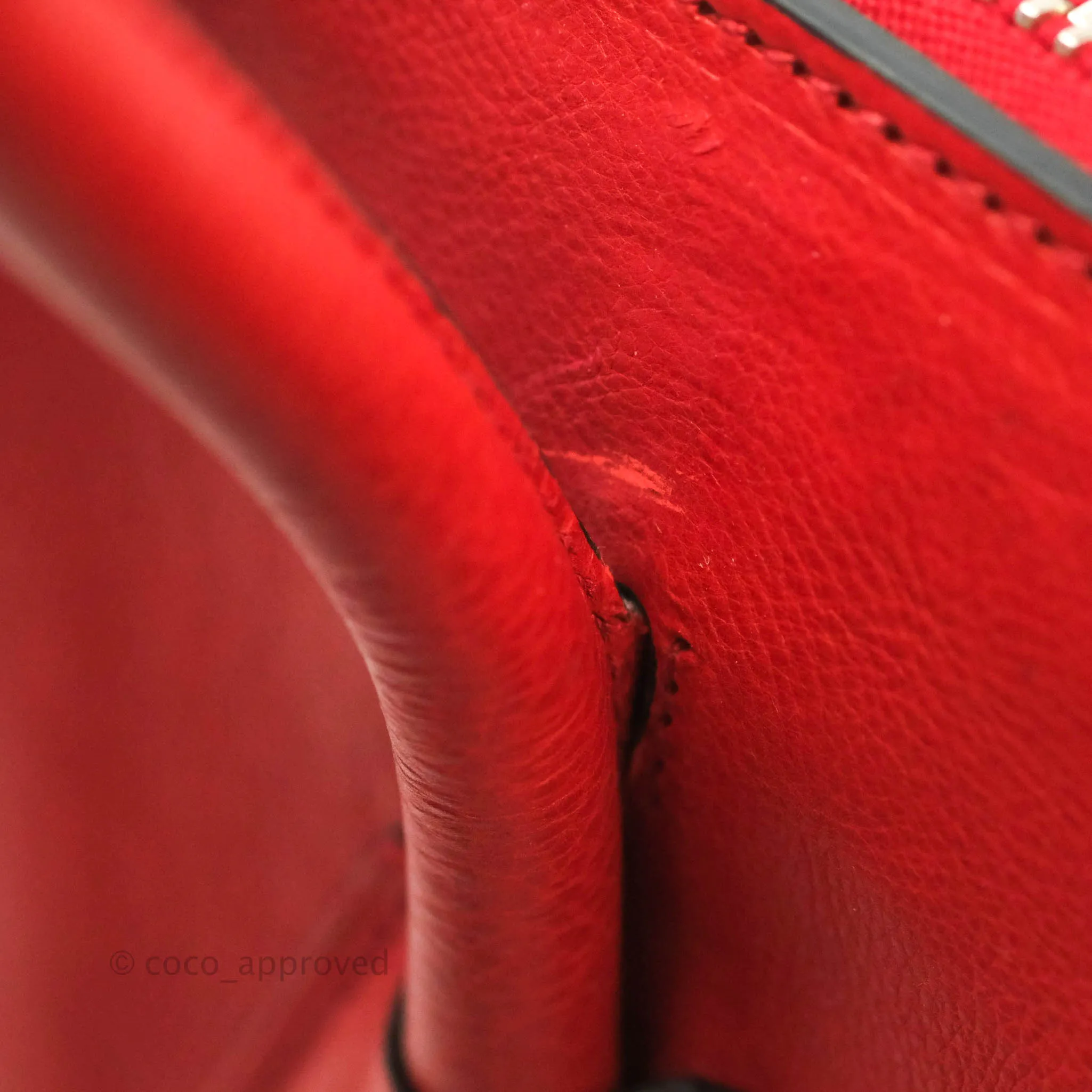 Prada Glace Calf Twin Pocket Tote Red