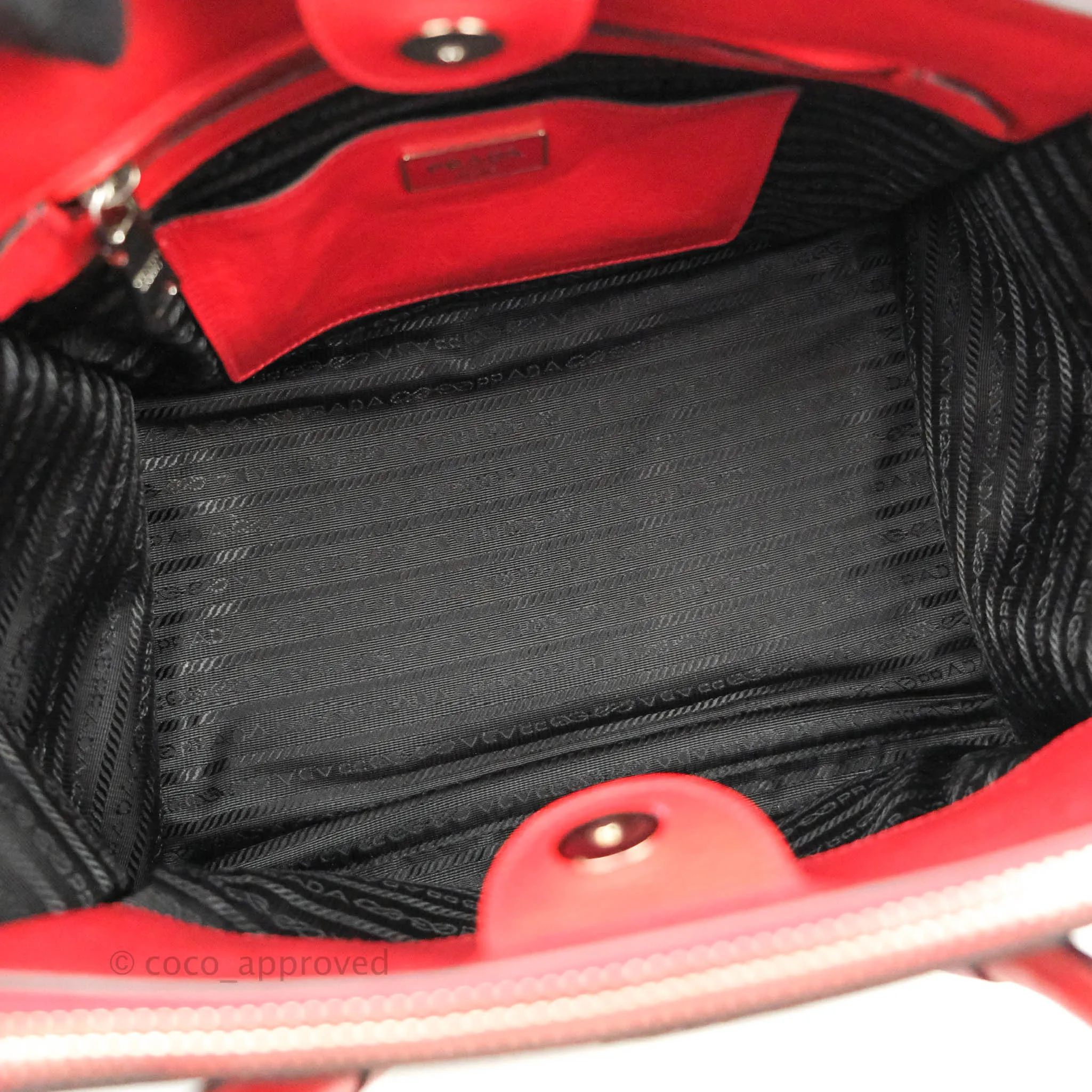 Prada Glace Calf Twin Pocket Tote Red