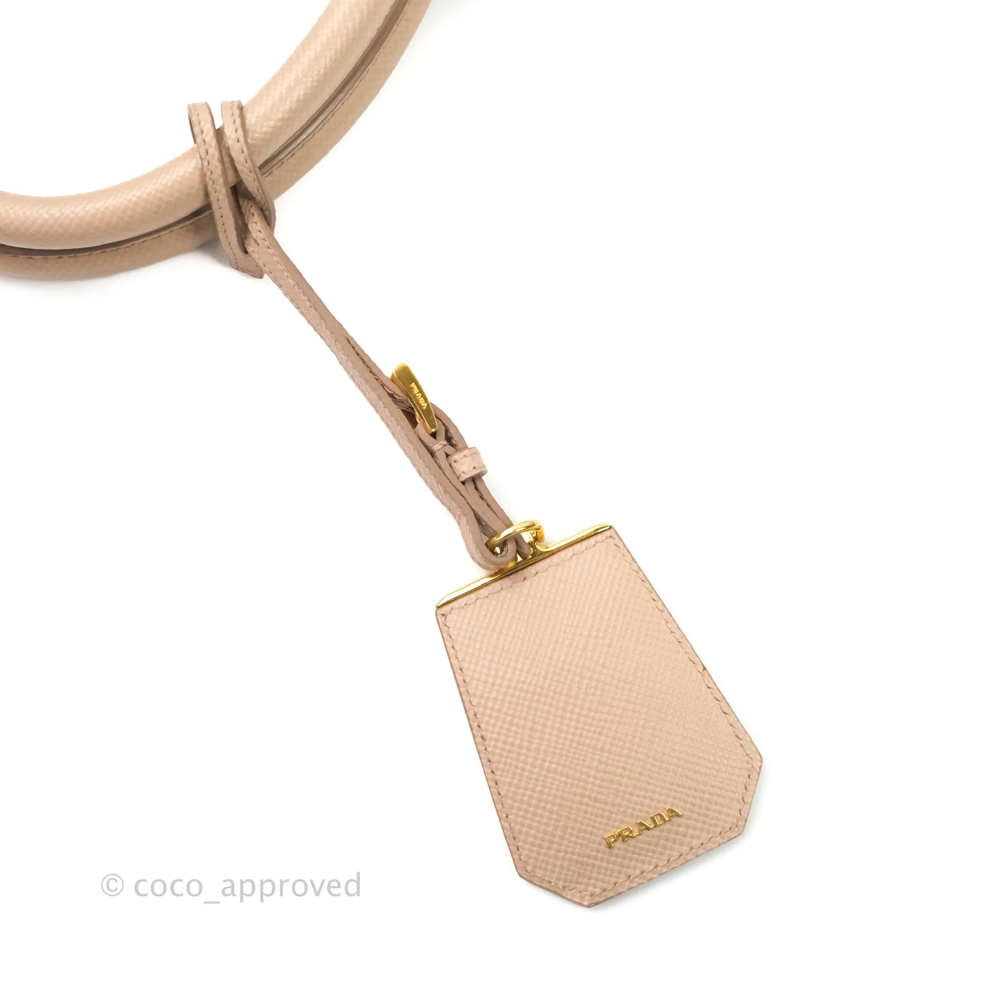 Prada Large Saffiano Cuir Double Prada Bag in Cameo/Rose Gold Hardware