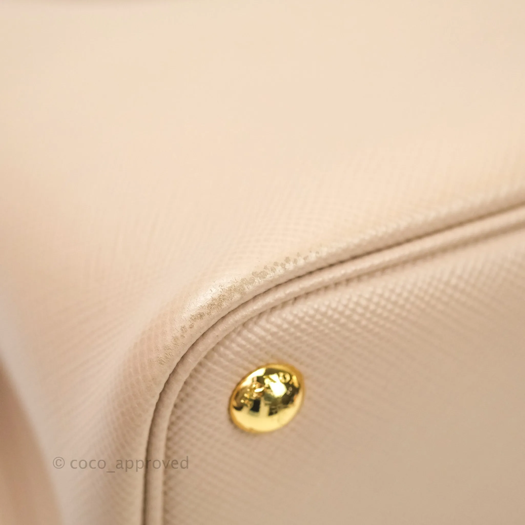 Prada Large Saffiano Cuir Double Prada Bag in Cameo/Rose Gold Hardware