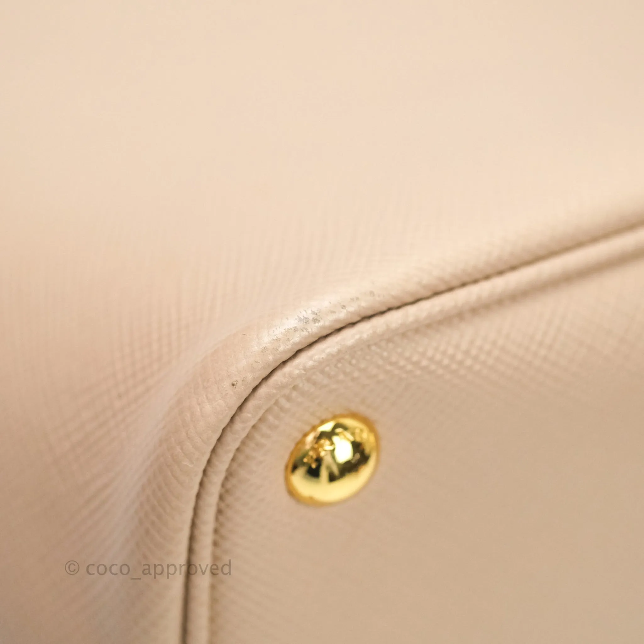 Prada Large Saffiano Cuir Double Prada Bag in Cameo/Rose Gold Hardware