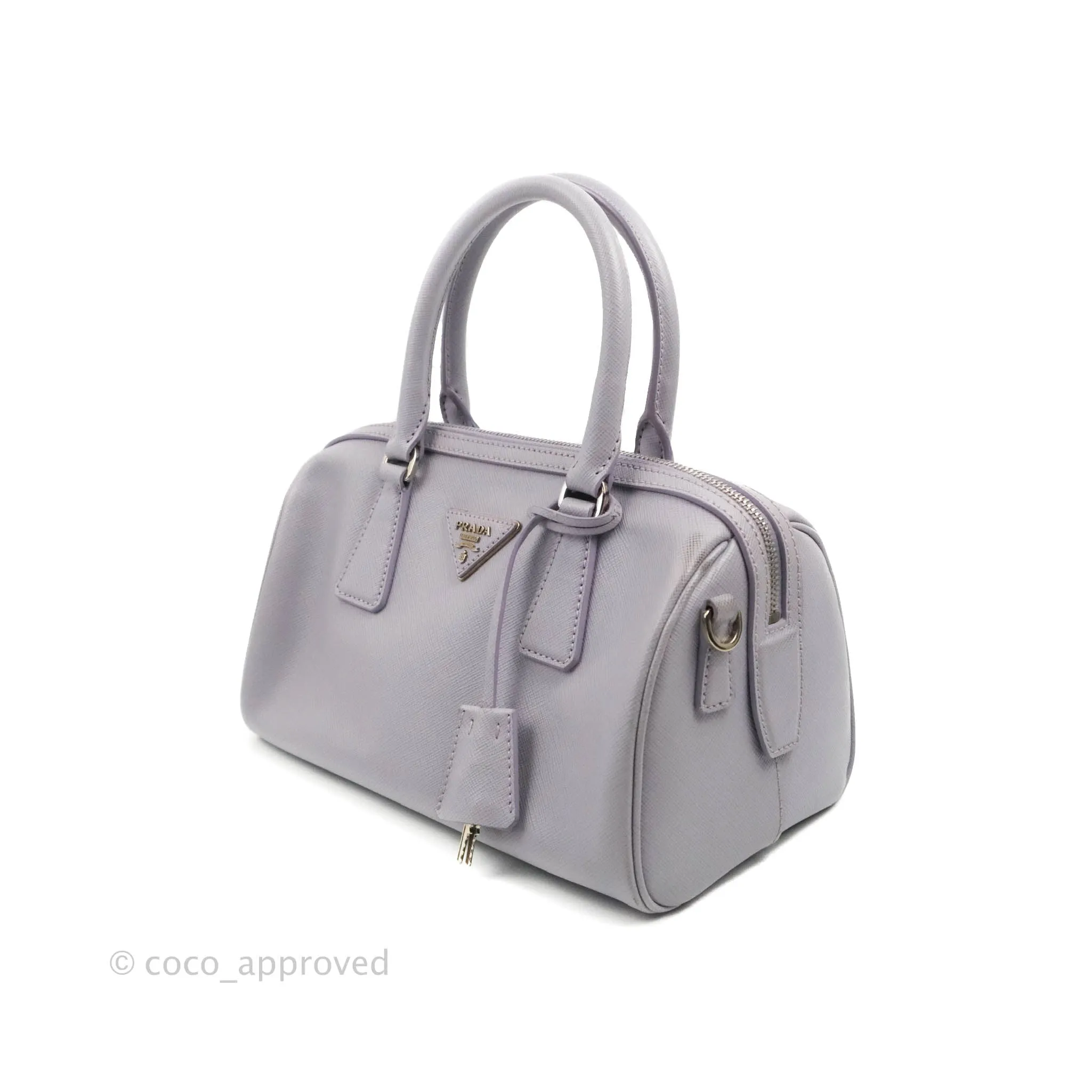 Prada Lilac Lux Convertible Boston Saffiano Leather Mini