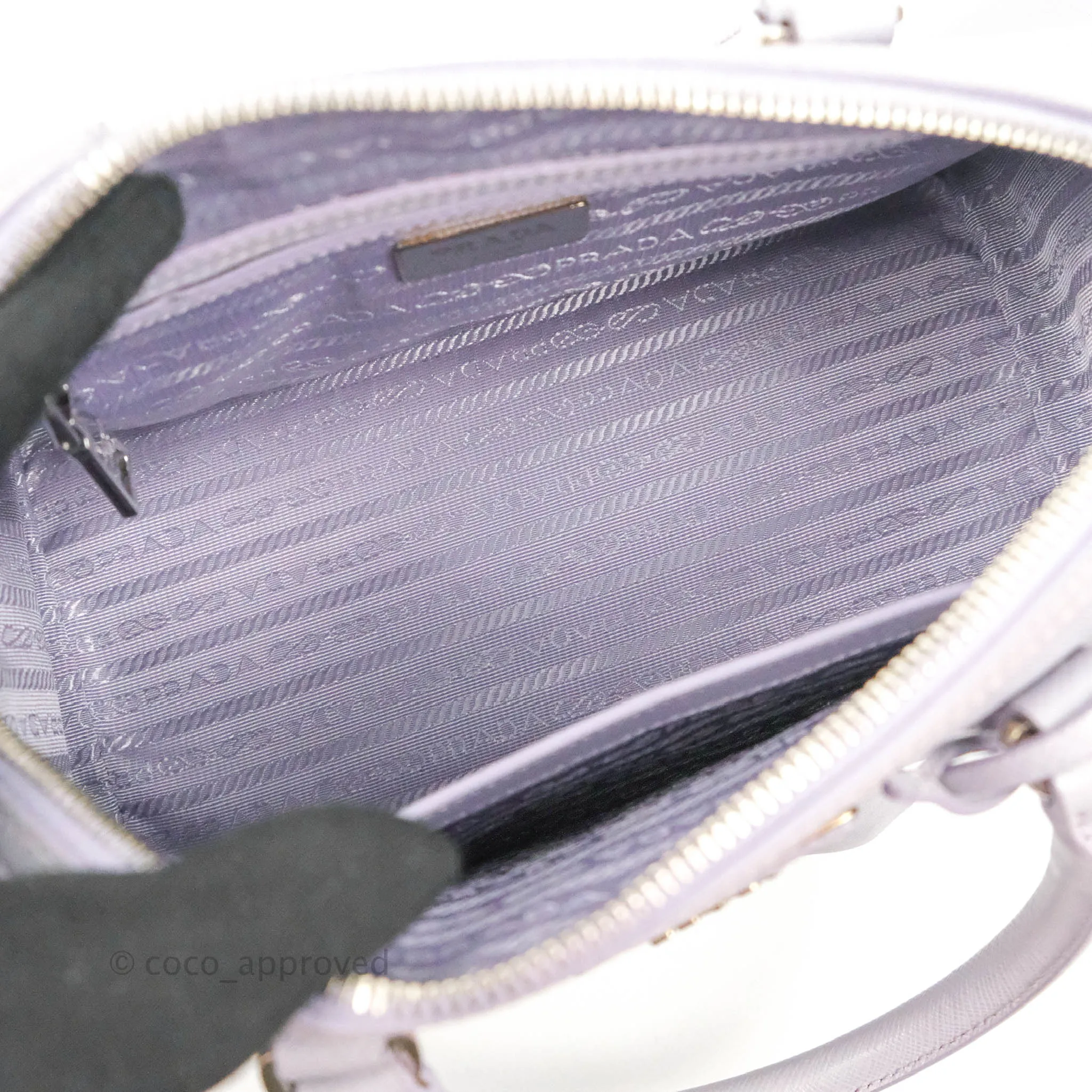Prada Lilac Lux Convertible Boston Saffiano Leather Mini