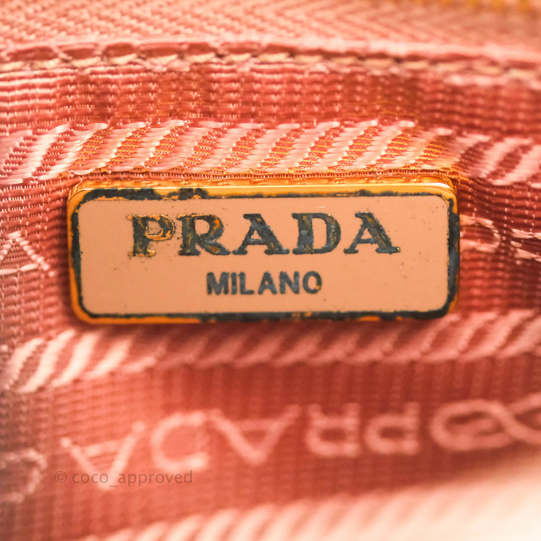 Prada Logo Clutch Bag Pink Gold Hardware