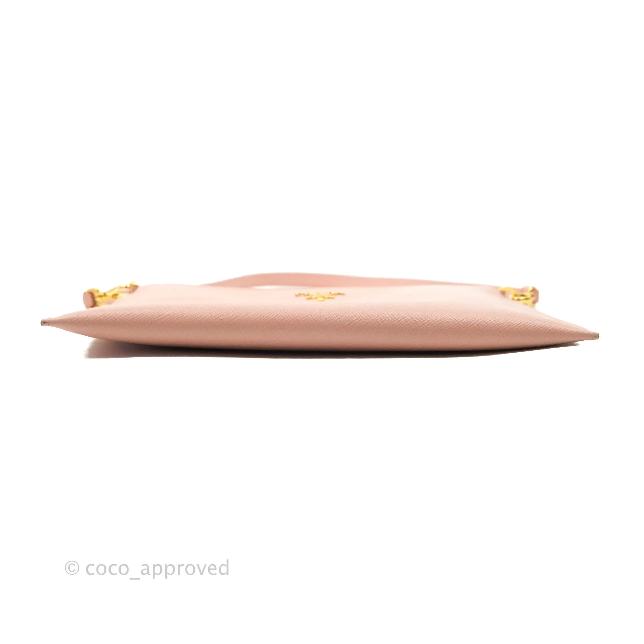 Prada Logo Clutch Bag Pink Gold Hardware