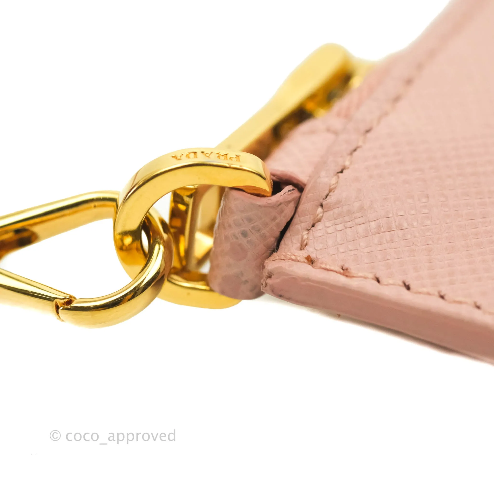 Prada Logo Clutch Bag Pink Gold Hardware