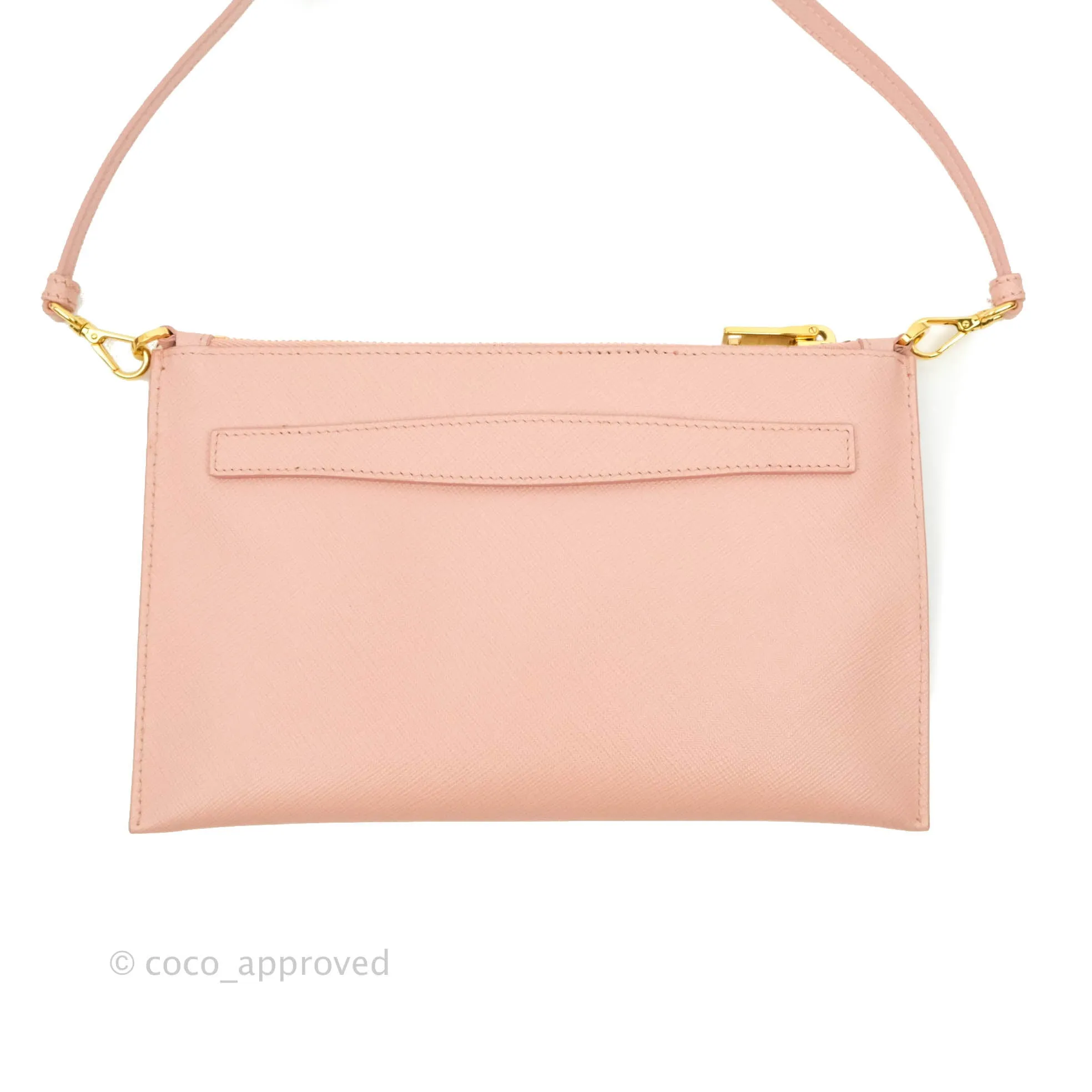 Prada Logo Clutch Bag Pink Gold Hardware