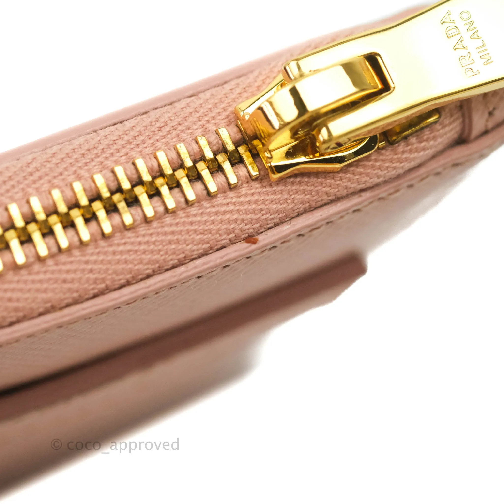 Prada Logo Clutch Bag Pink Gold Hardware