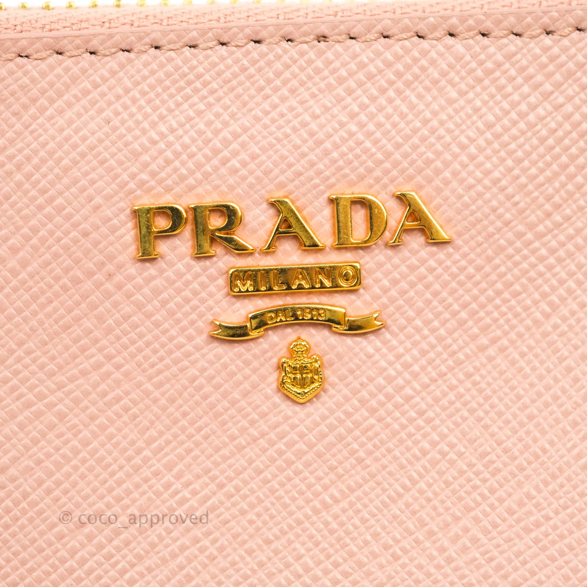 Prada Logo Clutch Bag Pink Gold Hardware