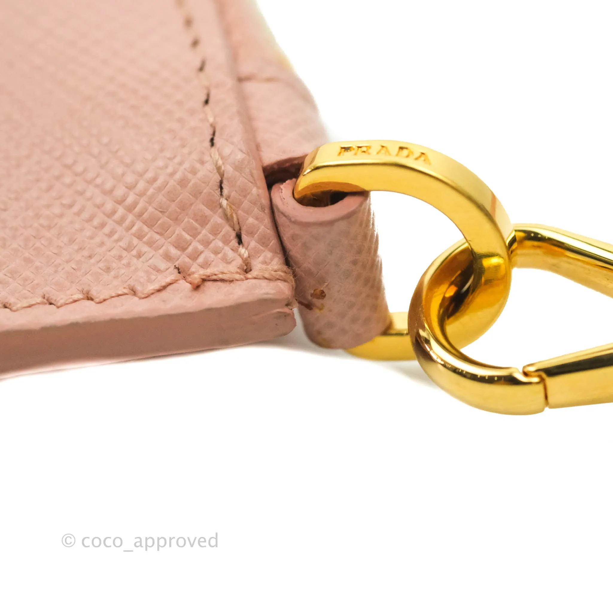 Prada Logo Clutch Bag Pink Gold Hardware
