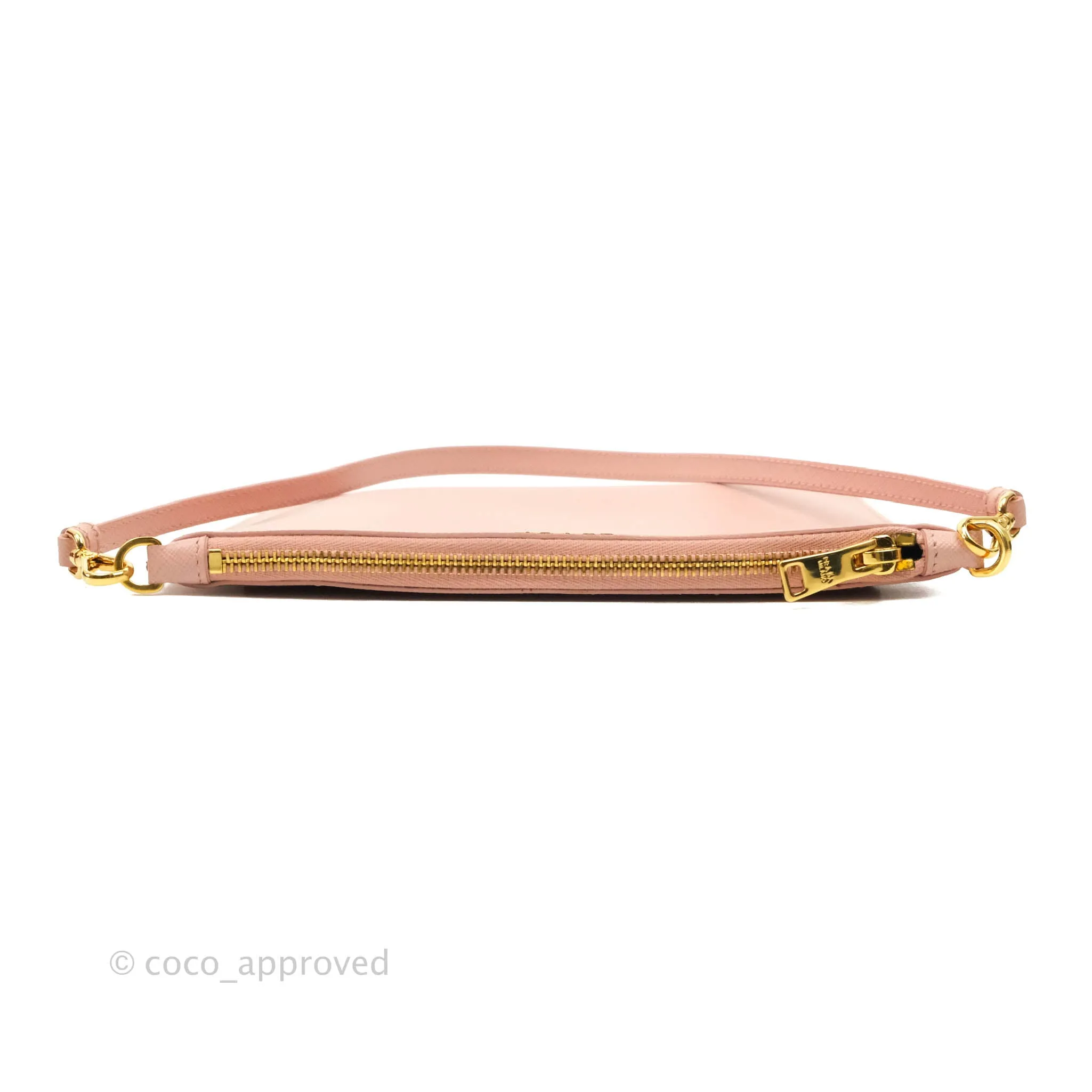 Prada Logo Clutch Bag Pink Gold Hardware