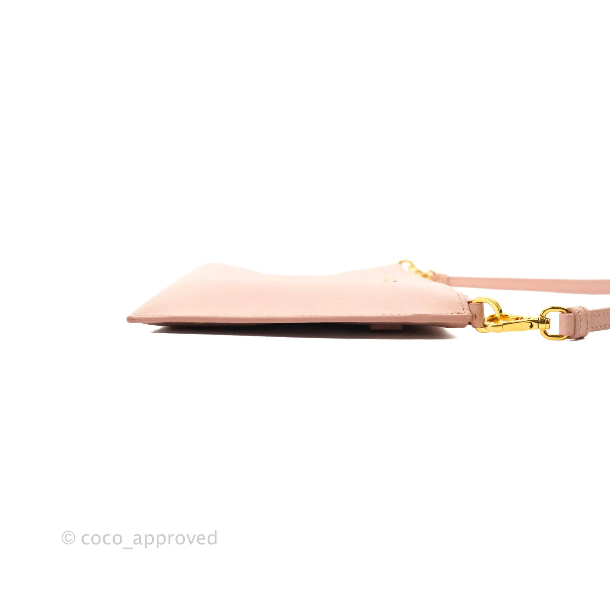 Prada Logo Clutch Bag Pink Gold Hardware