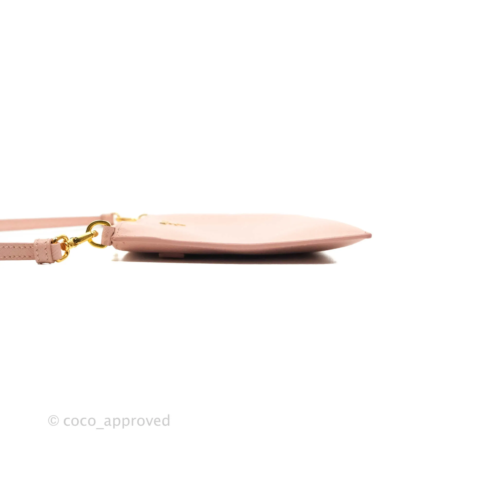 Prada Logo Clutch Bag Pink Gold Hardware