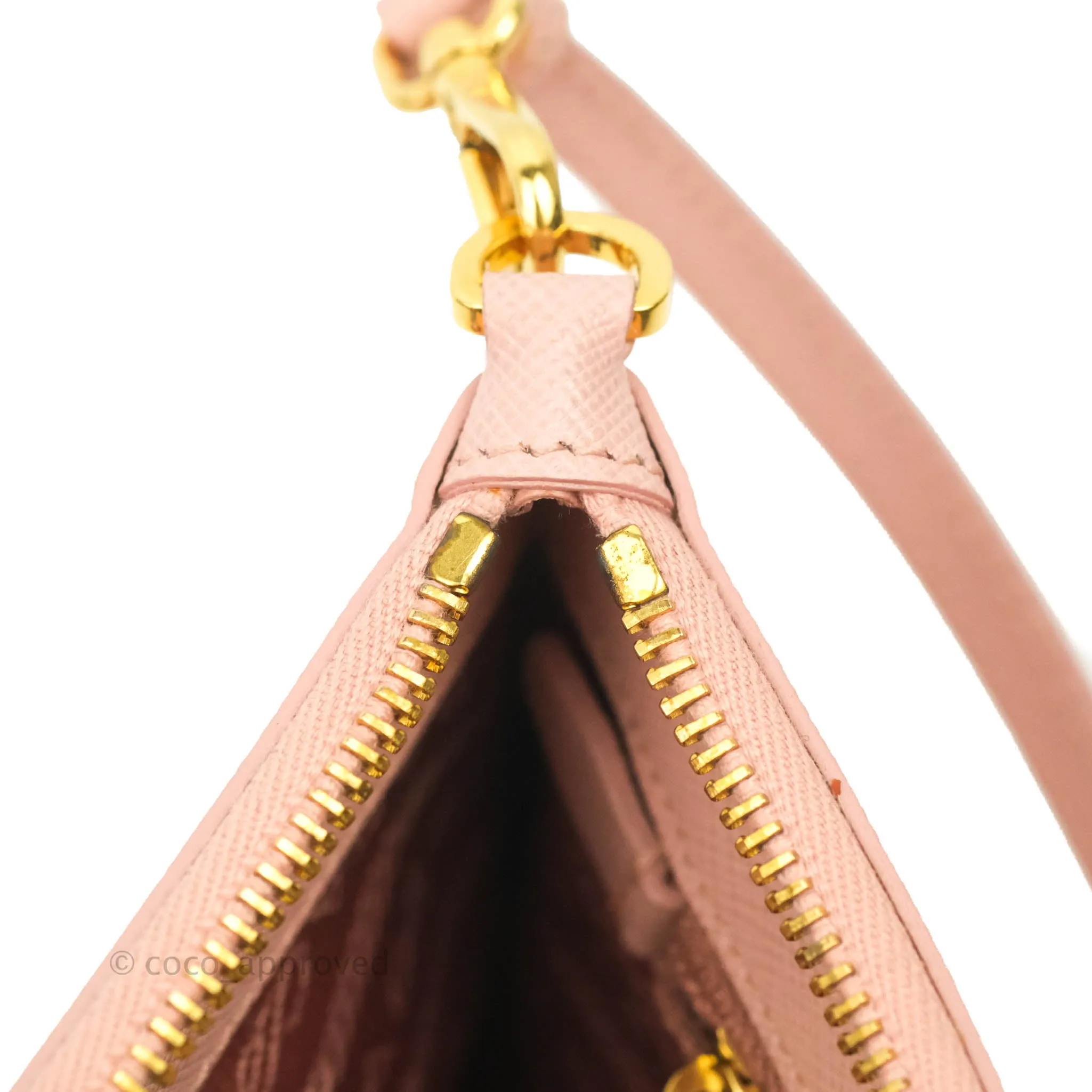 Prada Logo Clutch Bag Pink Gold Hardware