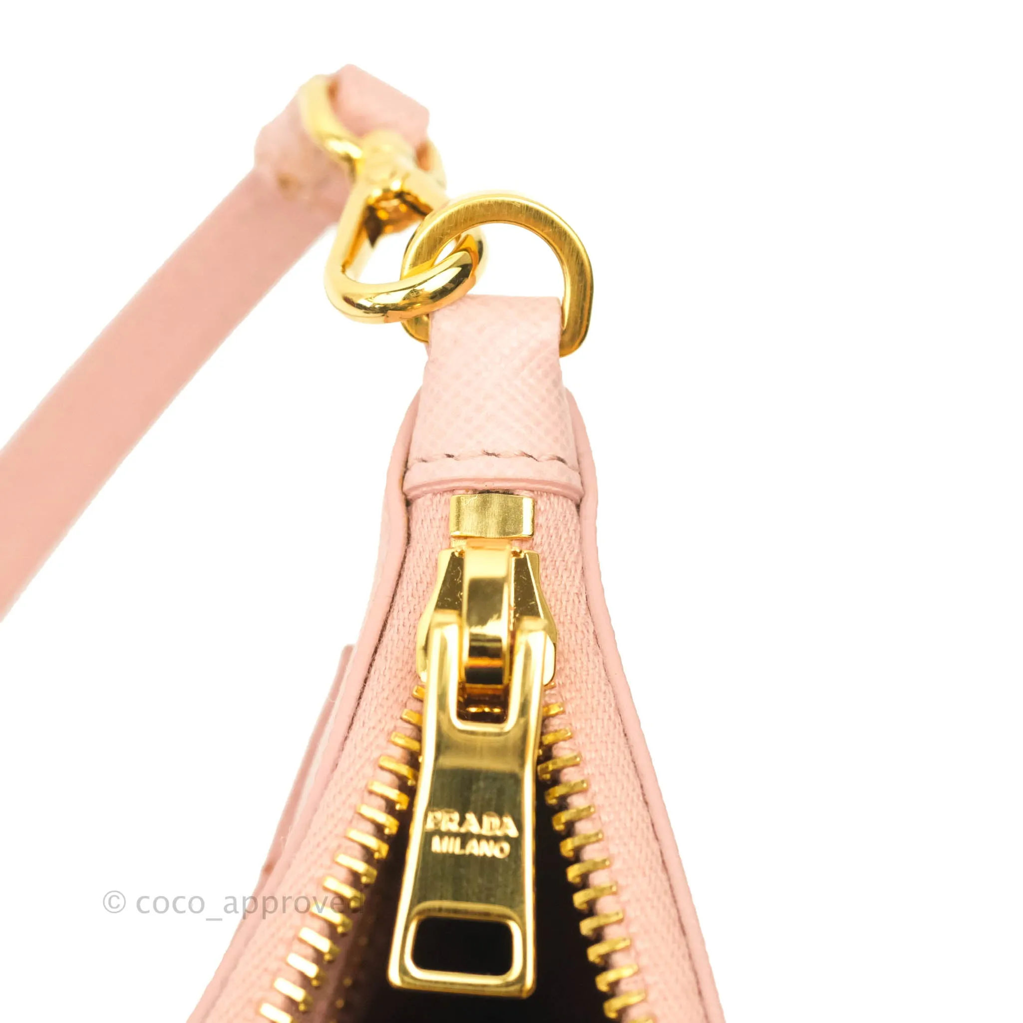 Prada Logo Clutch Bag Pink Gold Hardware