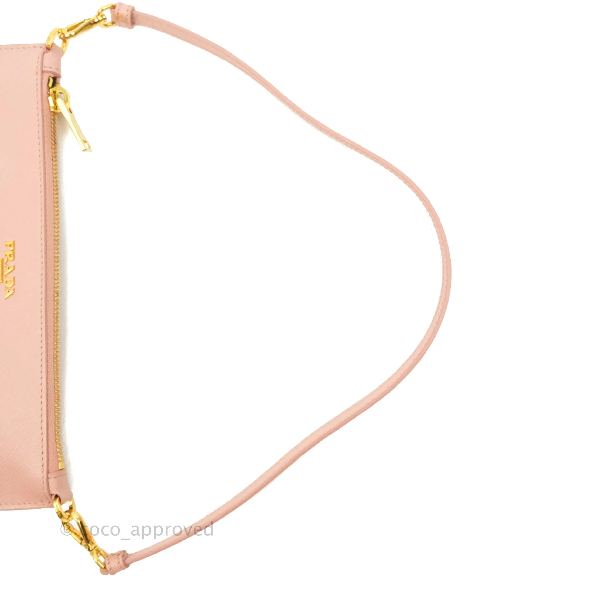 Prada Logo Clutch Bag Pink Gold Hardware