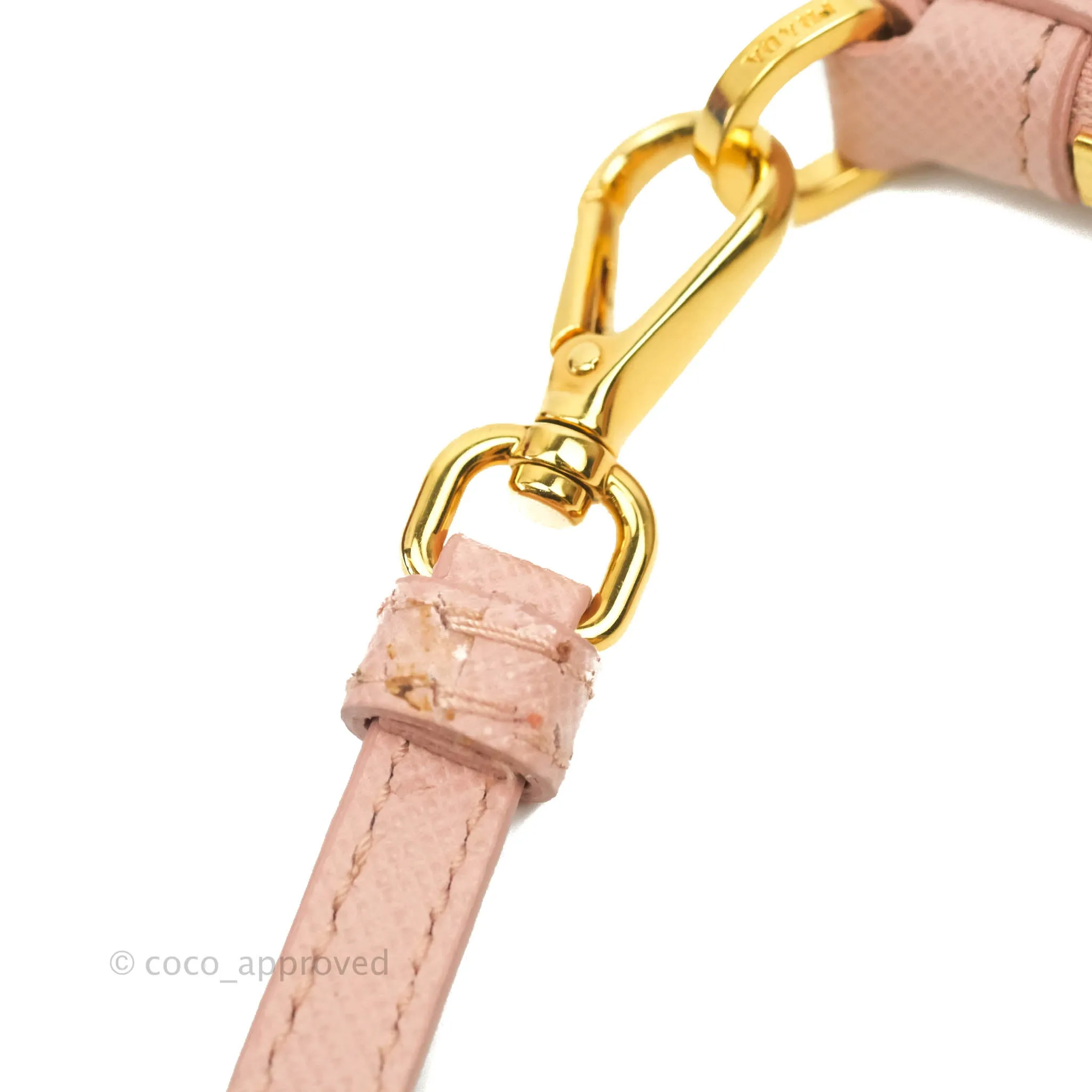 Prada Logo Clutch Bag Pink Gold Hardware