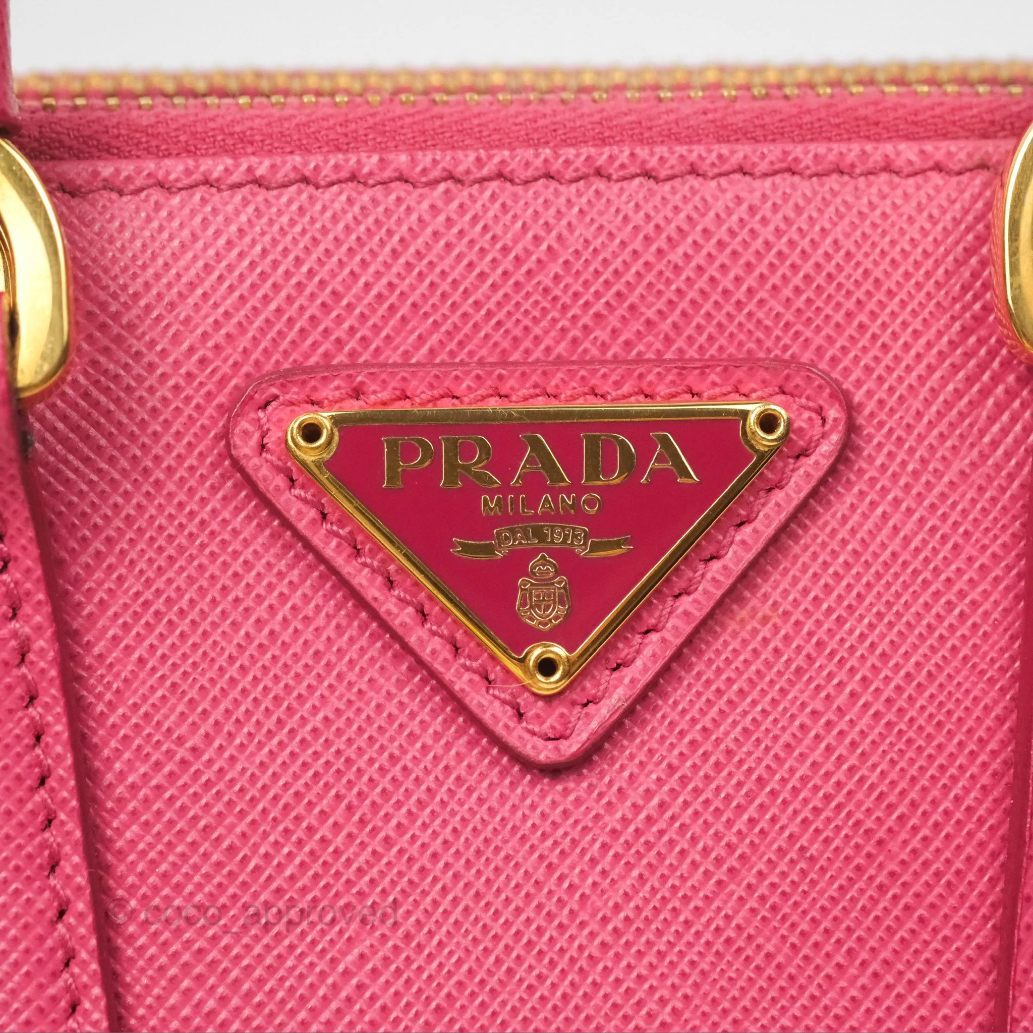 Prada Mini Galleria Bag Saffiano Lux Peonia
