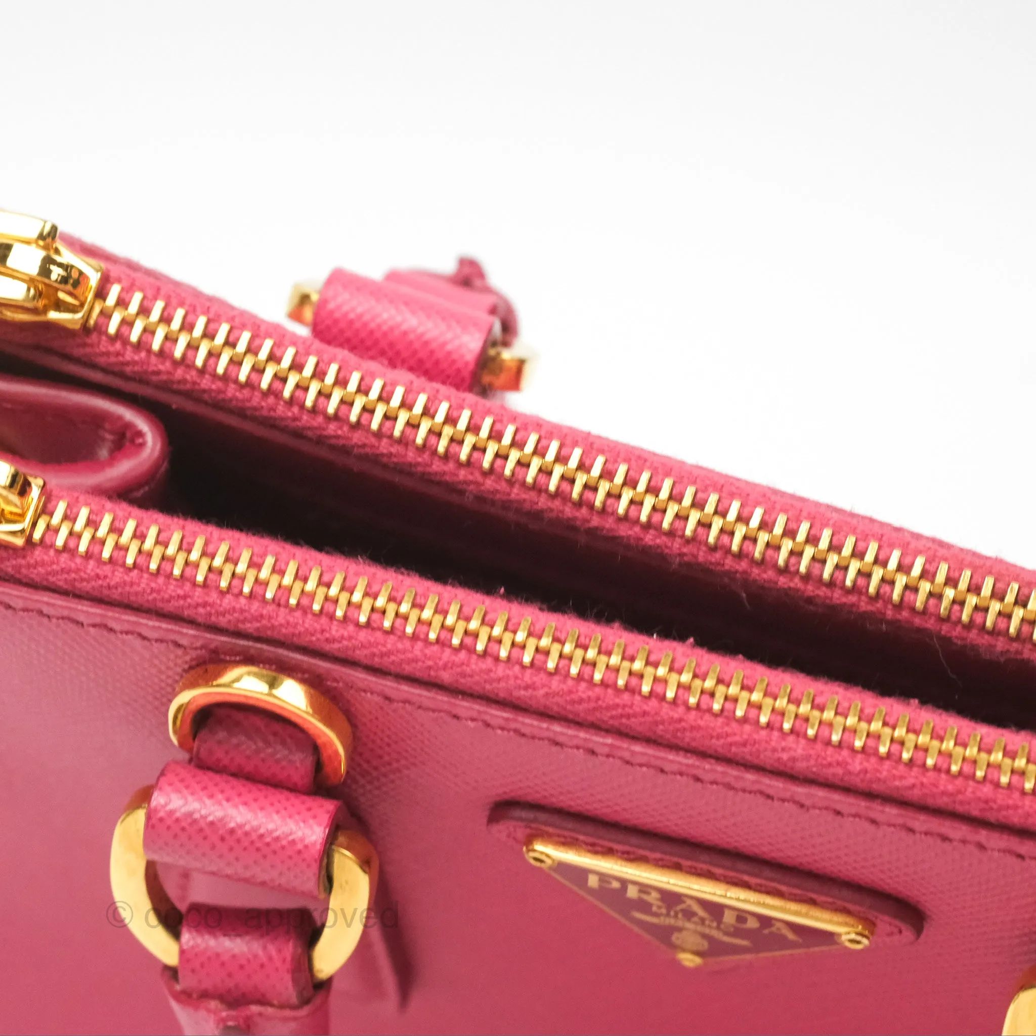 Prada Mini Galleria Bag Saffiano Lux Peonia