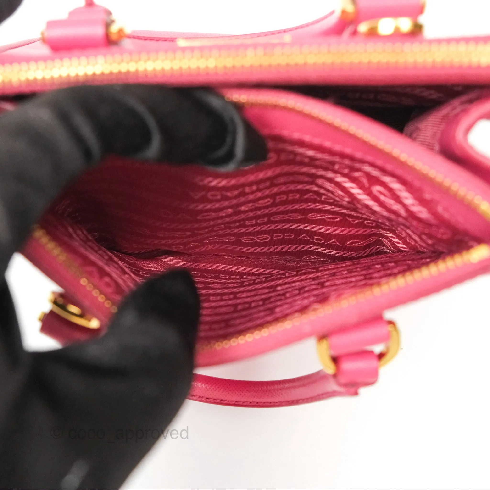 Prada Mini Galleria Bag Saffiano Lux Peonia