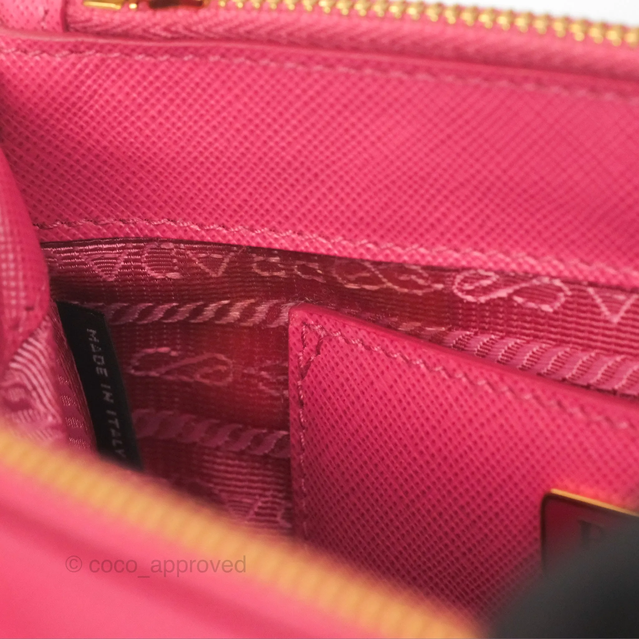 Prada Mini Galleria Bag Saffiano Lux Peonia