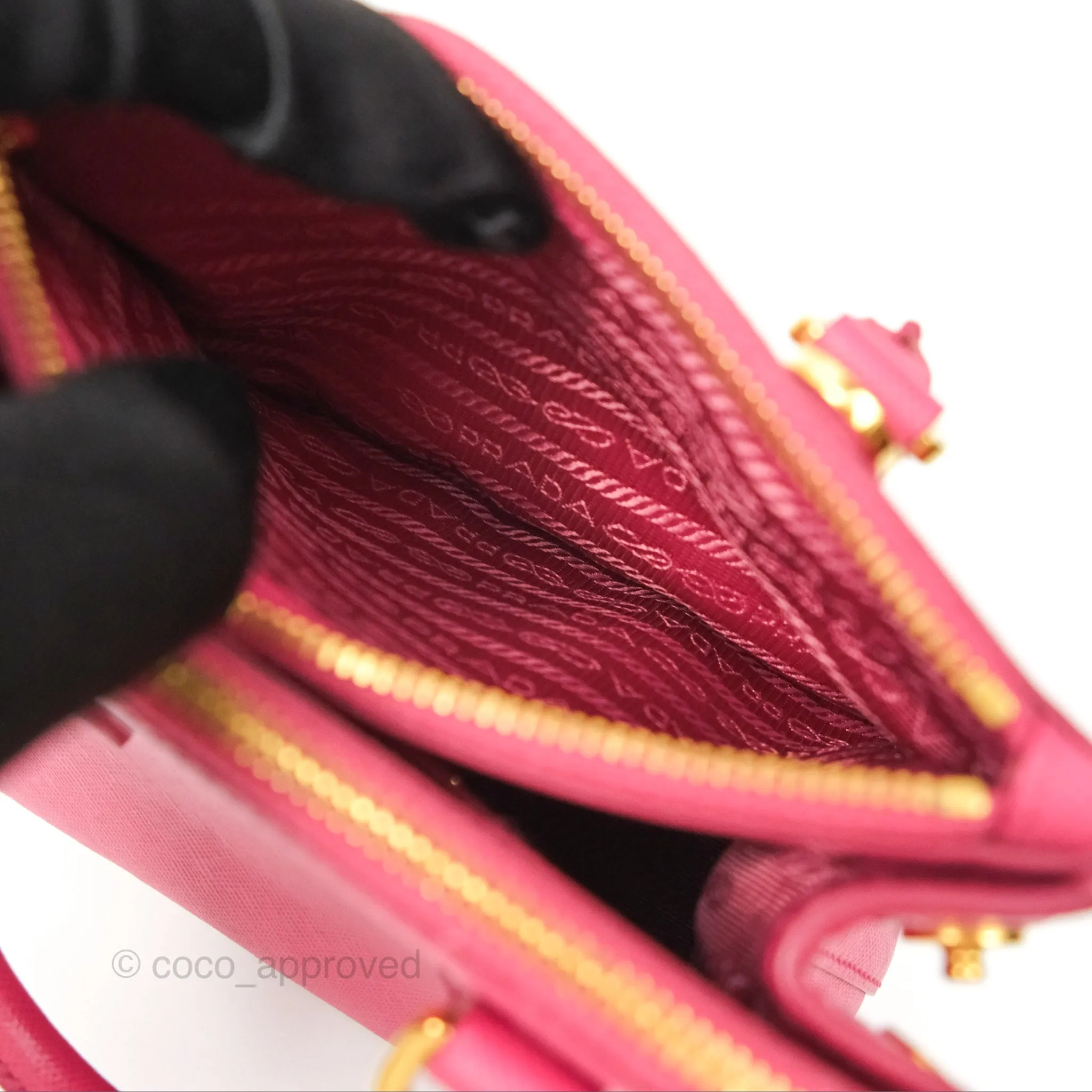 Prada Mini Galleria Bag Saffiano Lux Peonia