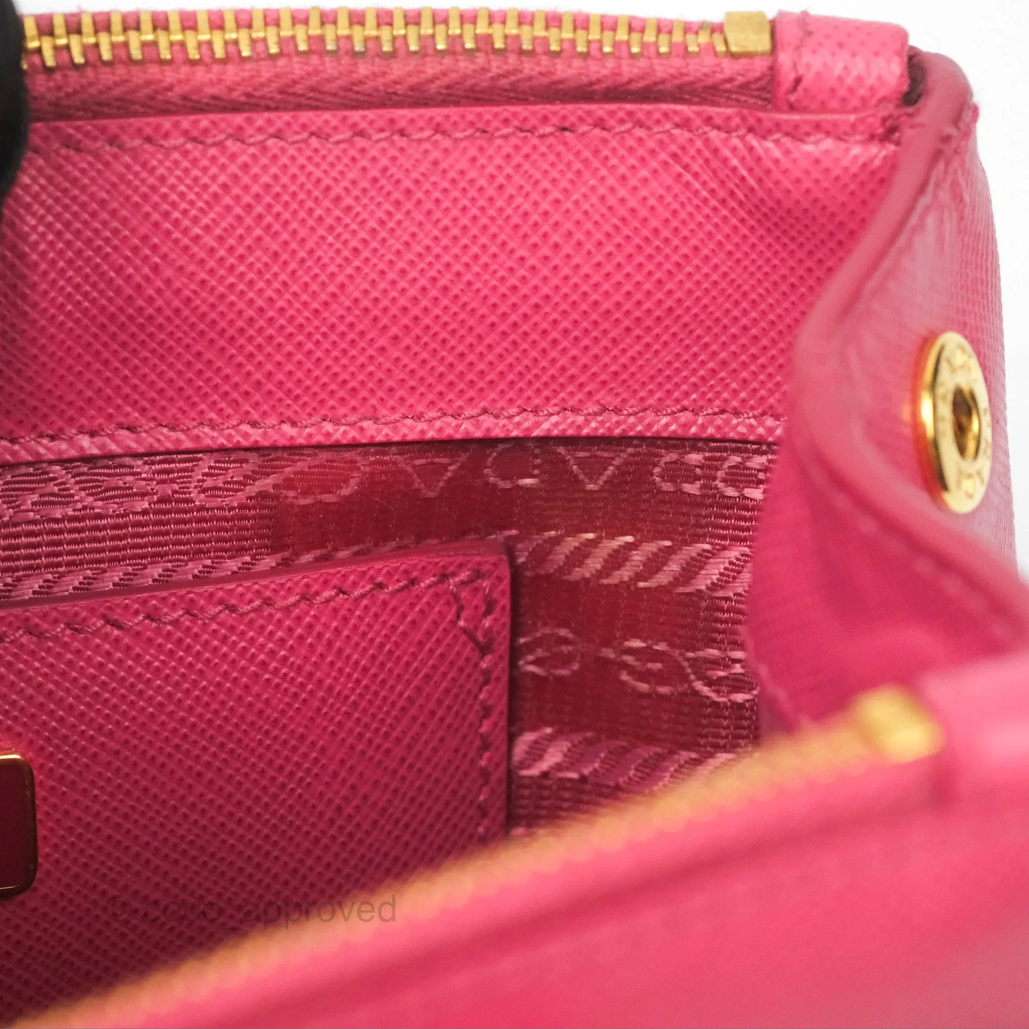 Prada Mini Galleria Bag Saffiano Lux Peonia