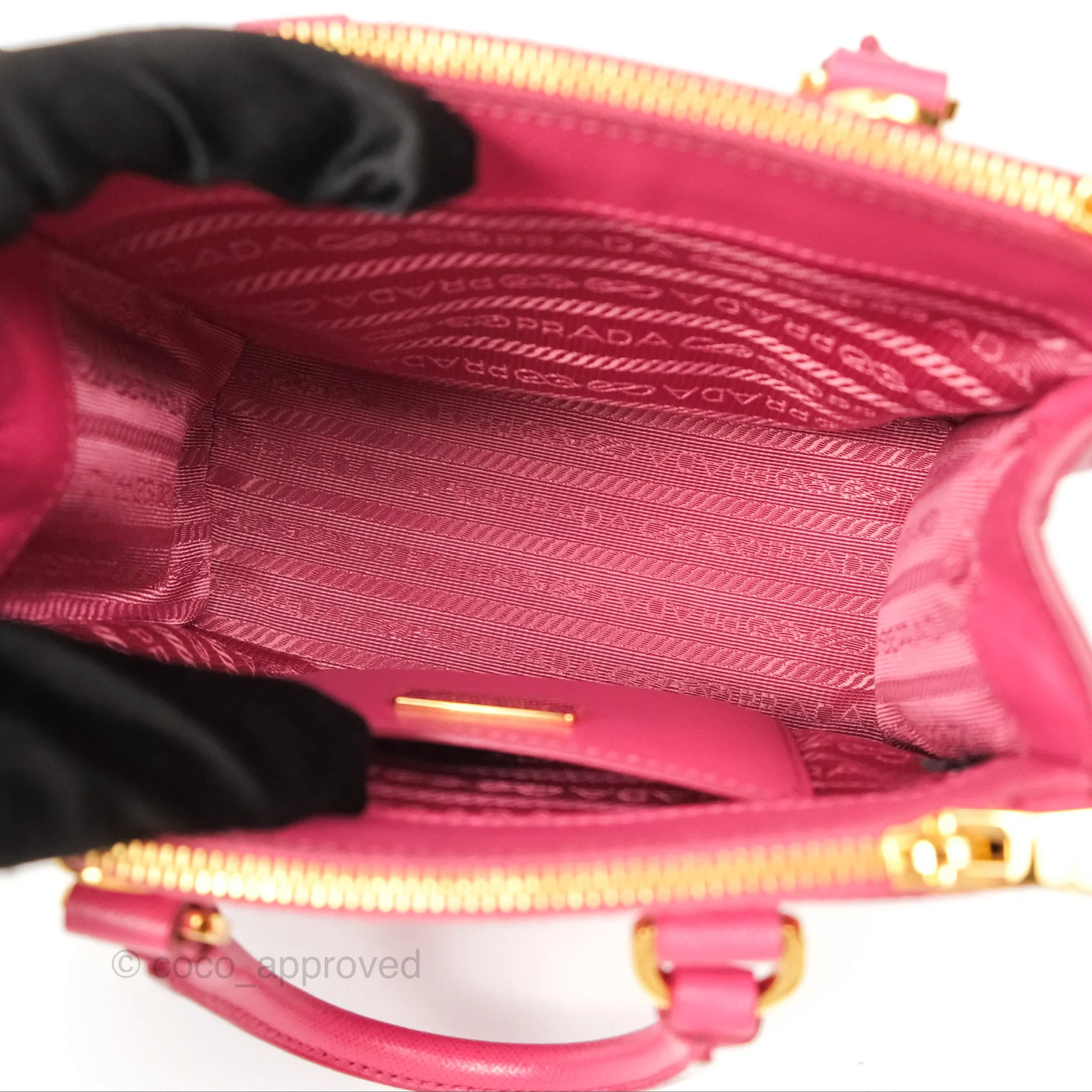 Prada Mini Galleria Bag Saffiano Lux Peonia