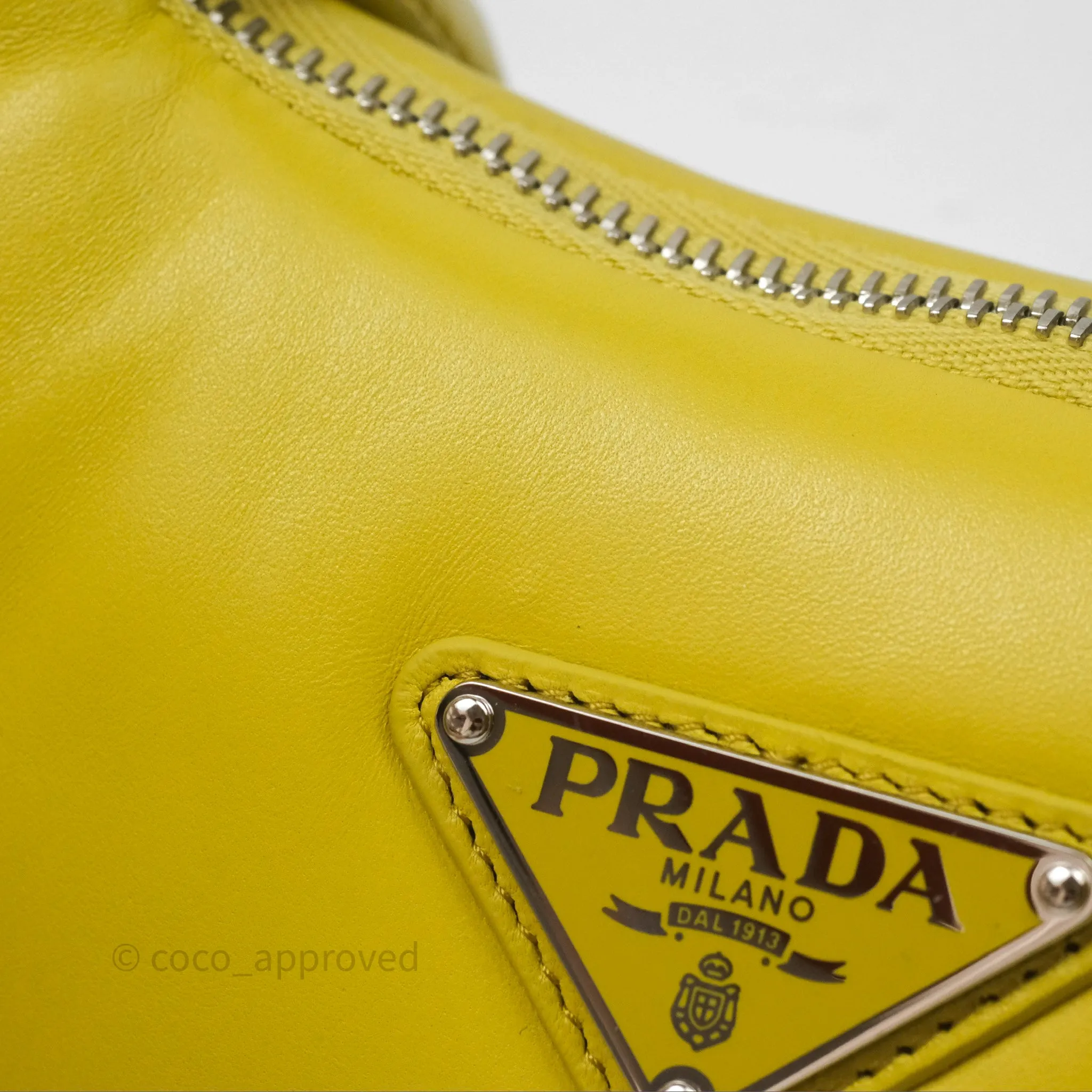 Prada Nappa Soft Padded Hobo Mustard