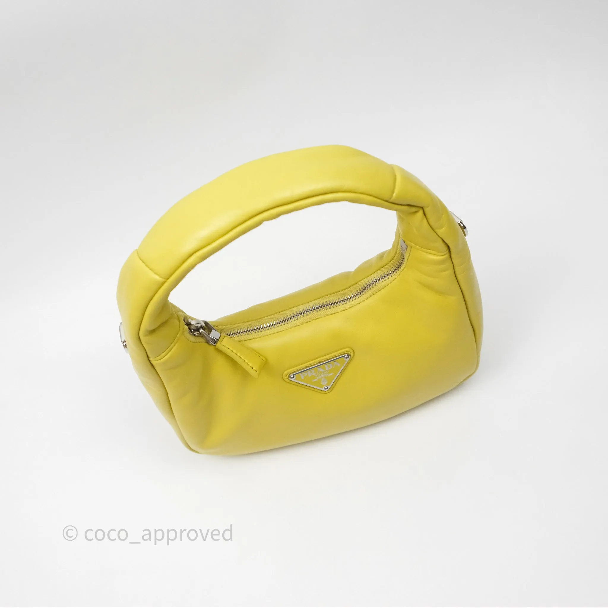 Prada Nappa Soft Padded Hobo Mustard