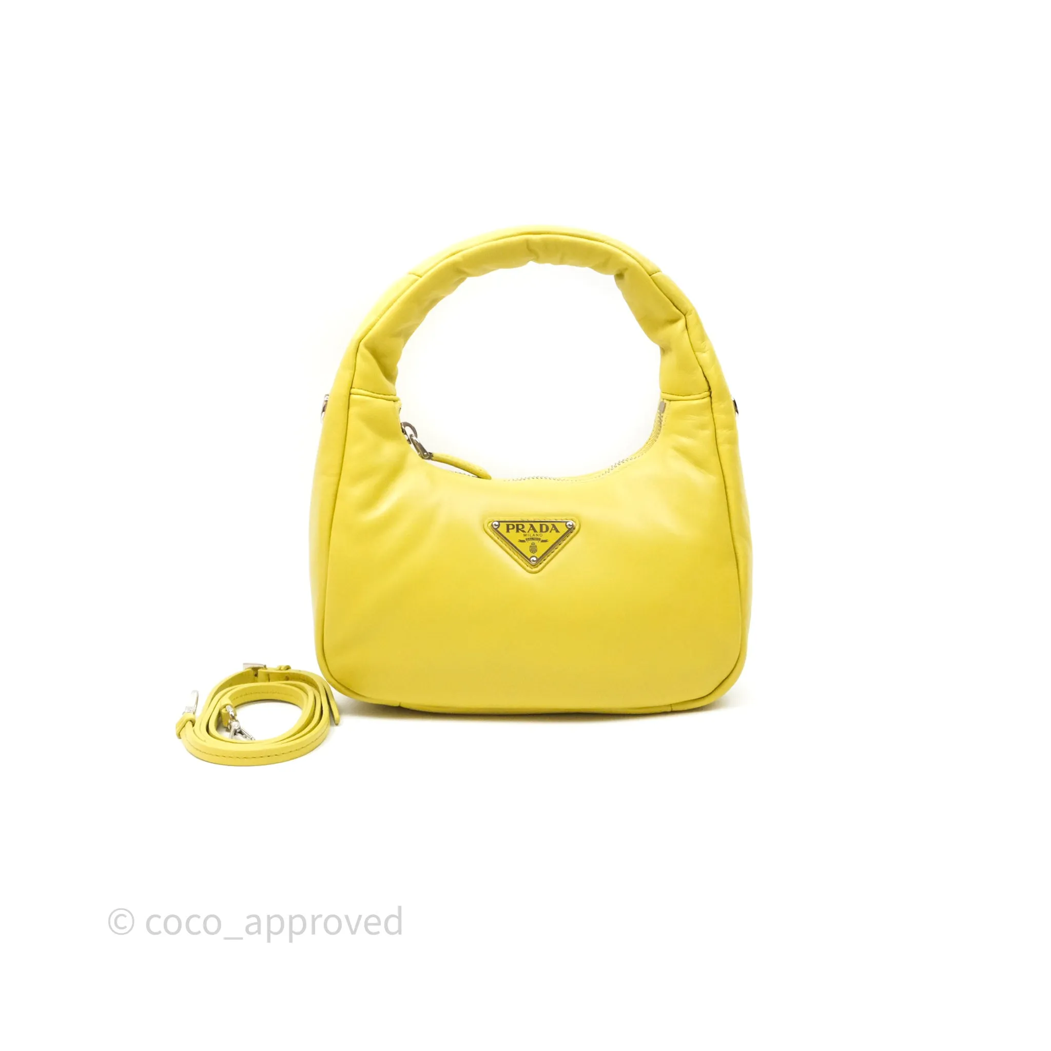 Prada Nappa Soft Padded Hobo Mustard