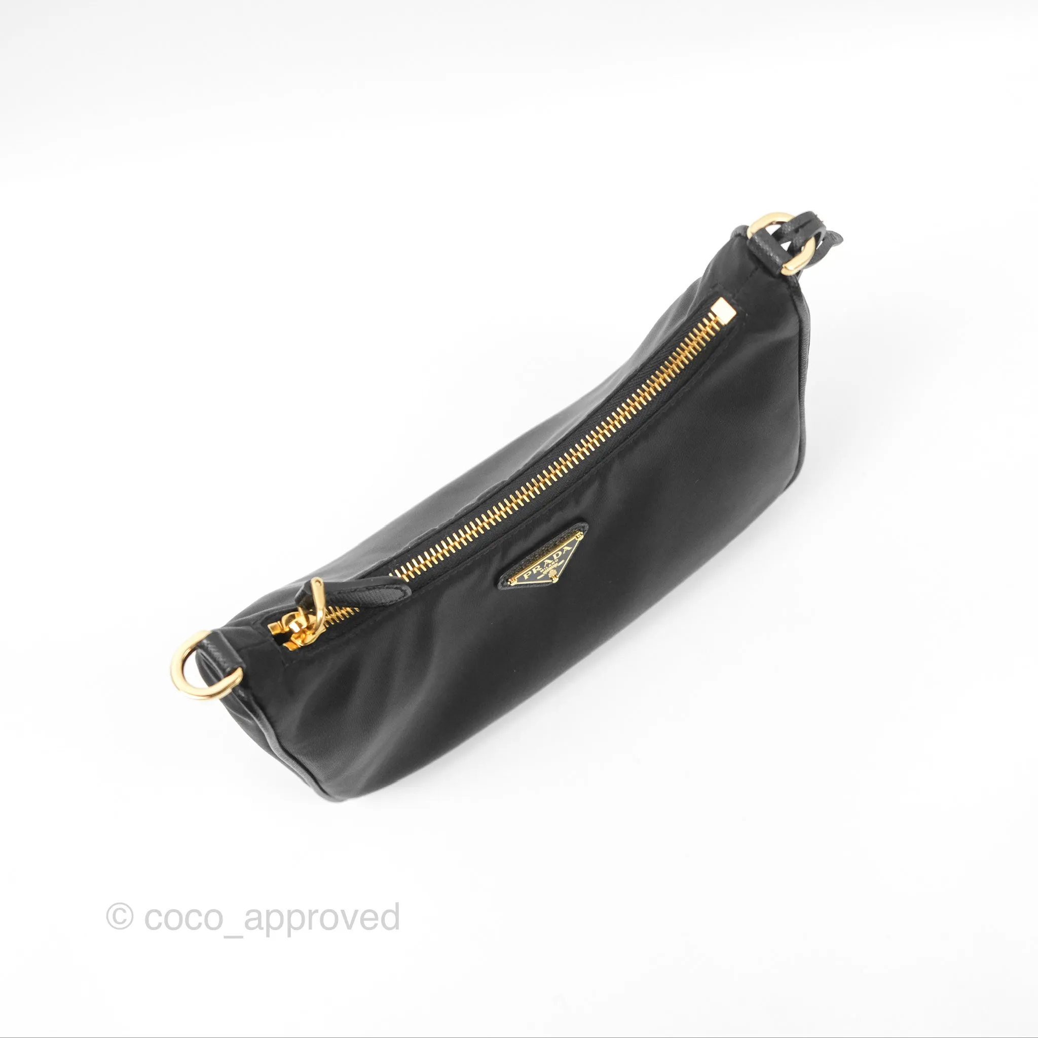 Prada Nylon Re-Edition 2005 Shoulder Bag Black Gold Hardware