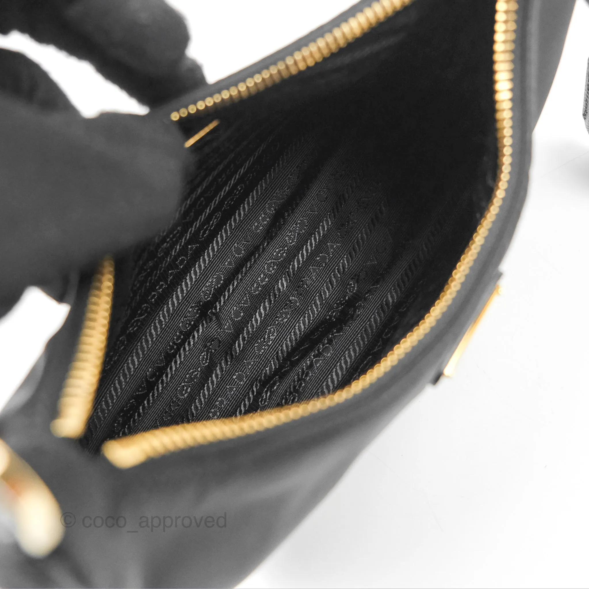 Prada Nylon Re-Edition 2005 Shoulder Bag Black Gold Hardware