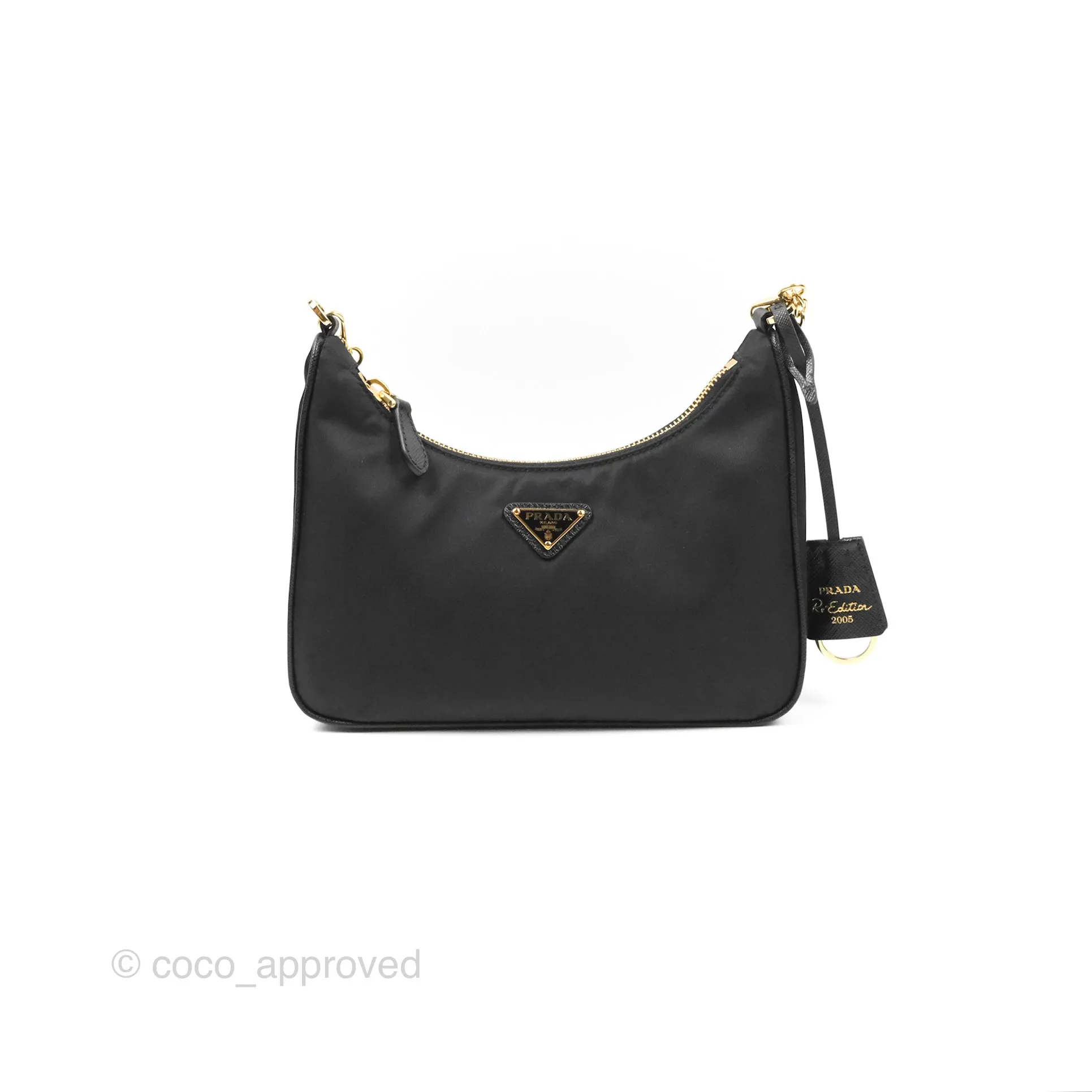 Prada Nylon Re-Edition 2005 Shoulder Bag Black Gold Hardware