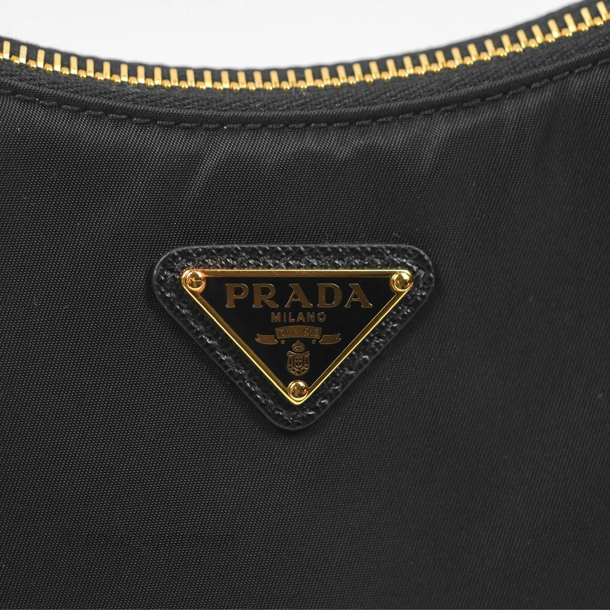 Prada Nylon Re-Edition 2005 Shoulder Bag Black Gold Hardware