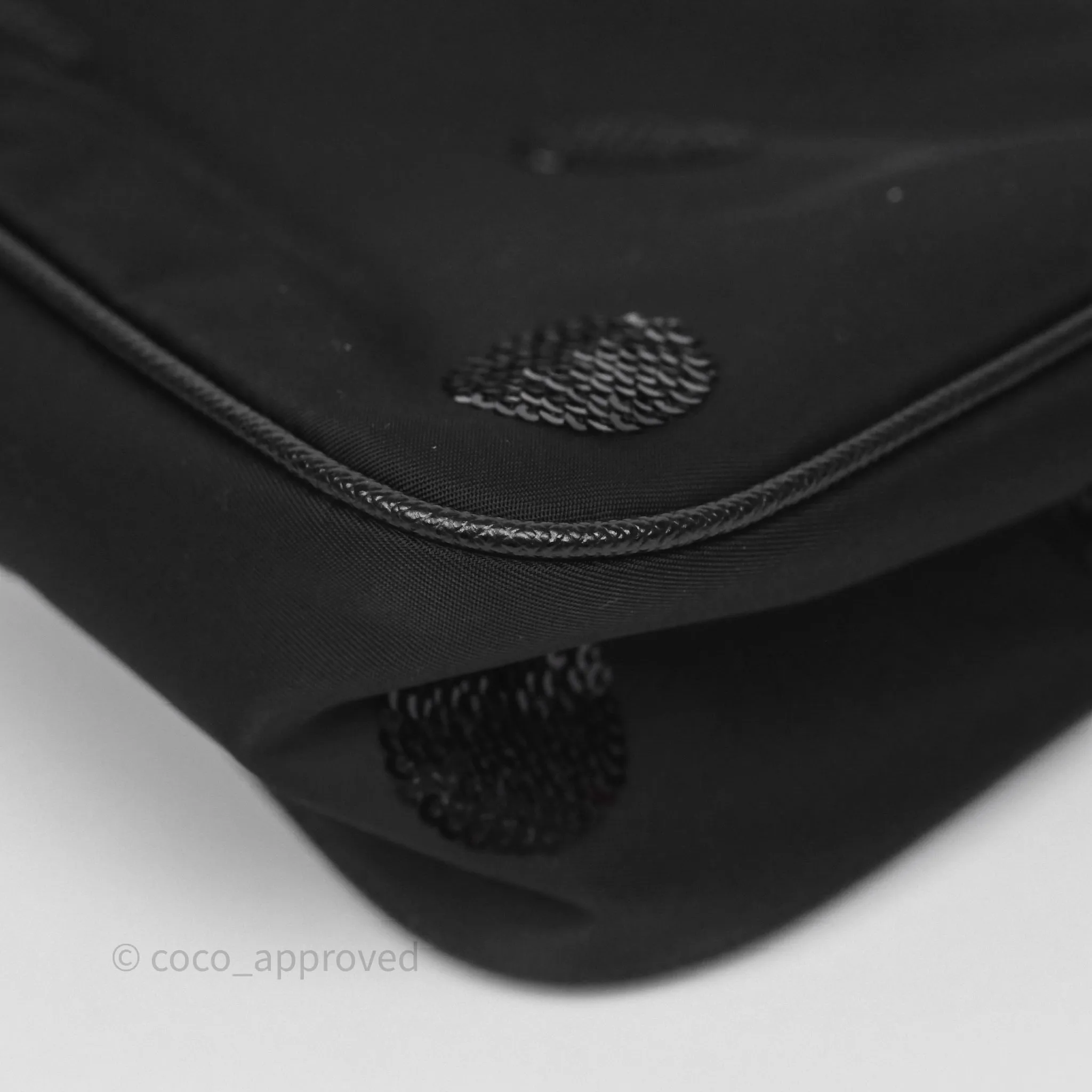 Prada Nylon Re-Edition 2005 Shoulder Bag Black Sequin Polka Dot