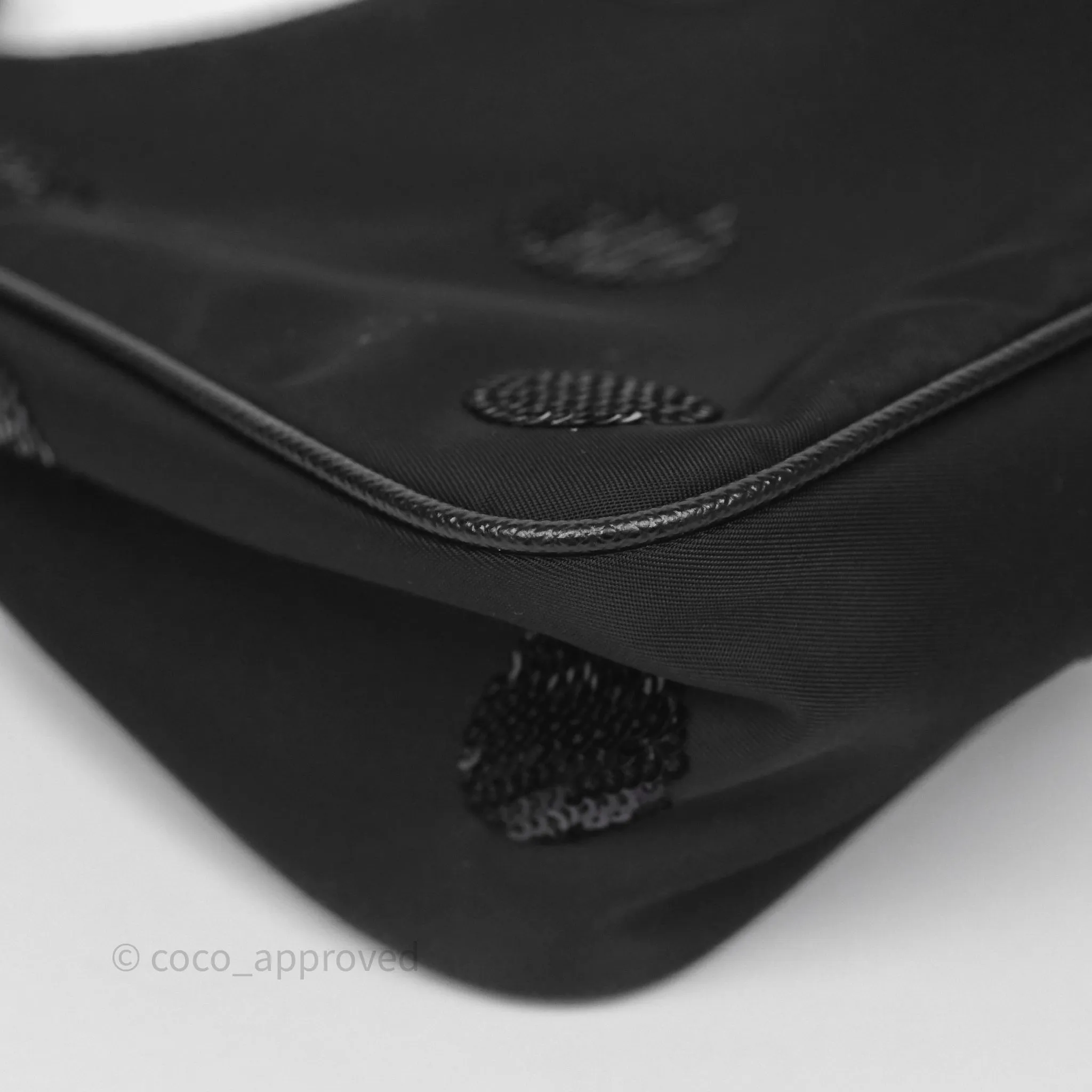 Prada Nylon Re-Edition 2005 Shoulder Bag Black Sequin Polka Dot