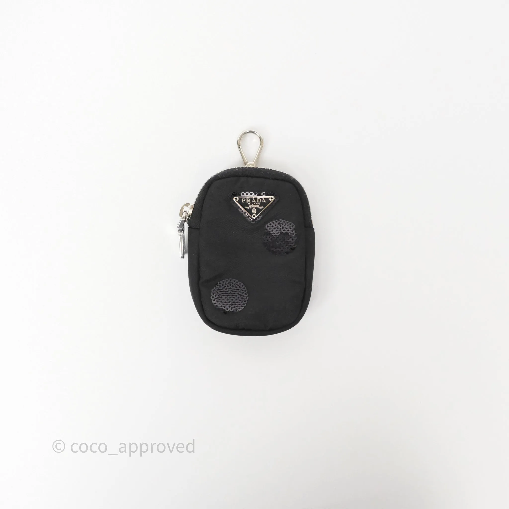 Prada Nylon Re-Edition 2005 Shoulder Bag Black Sequin Polka Dot