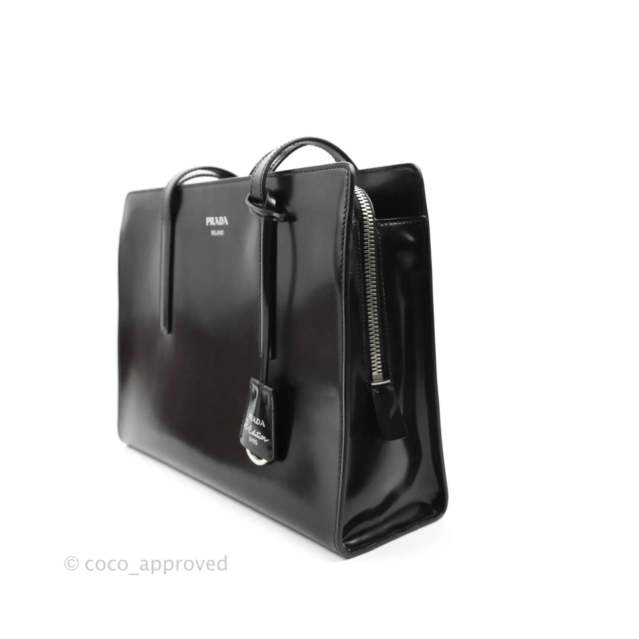 Prada Re-Edition 1995 Brushed-leather Medium Handbag Black