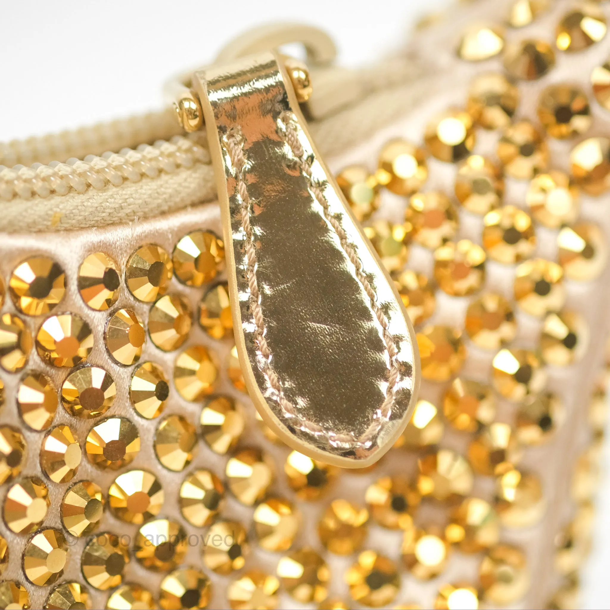Prada Re-Edition 2000 Nylon Mini Bag Gold Crystal Embellished