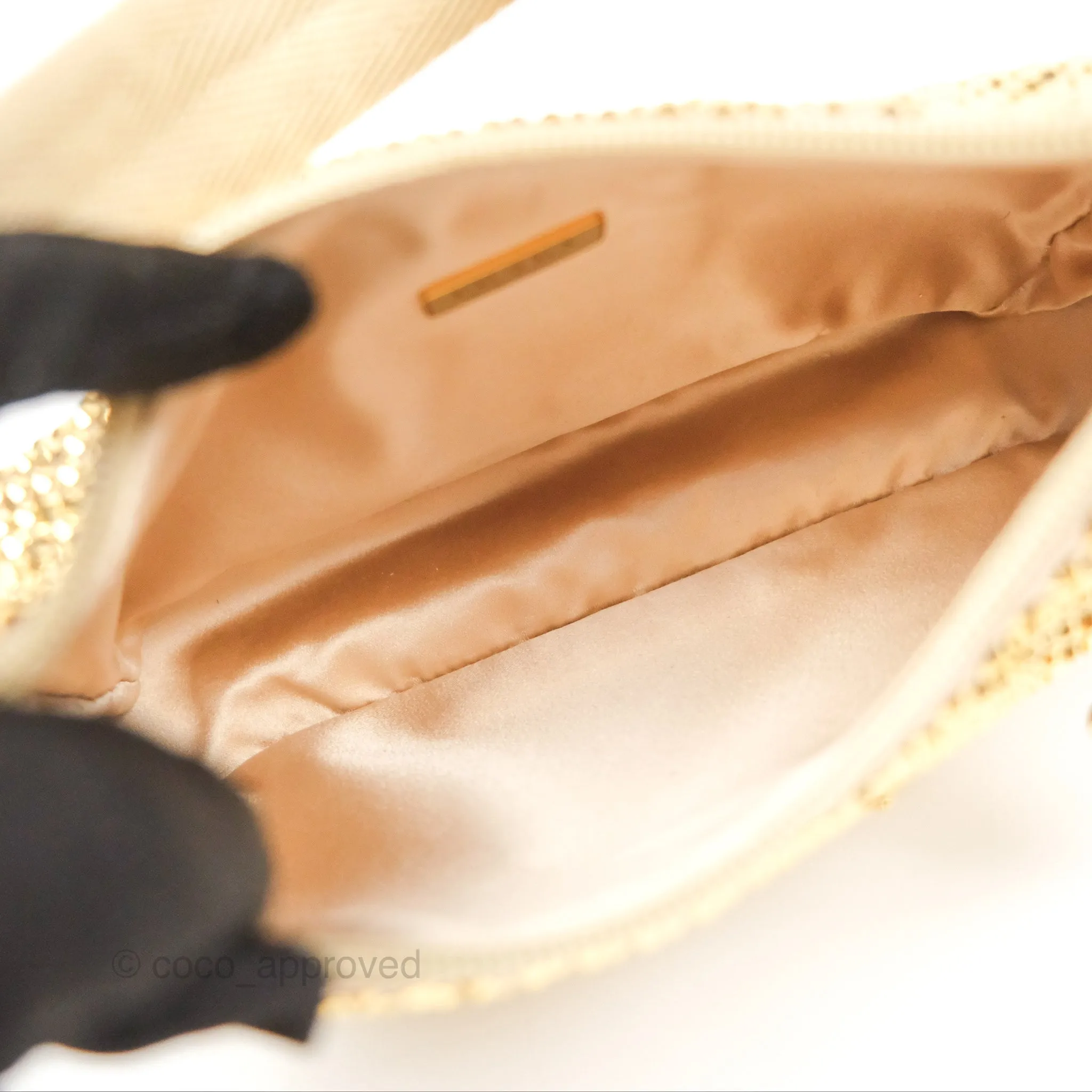 Prada Re-Edition 2000 Nylon Mini Bag Gold Crystal Embellished