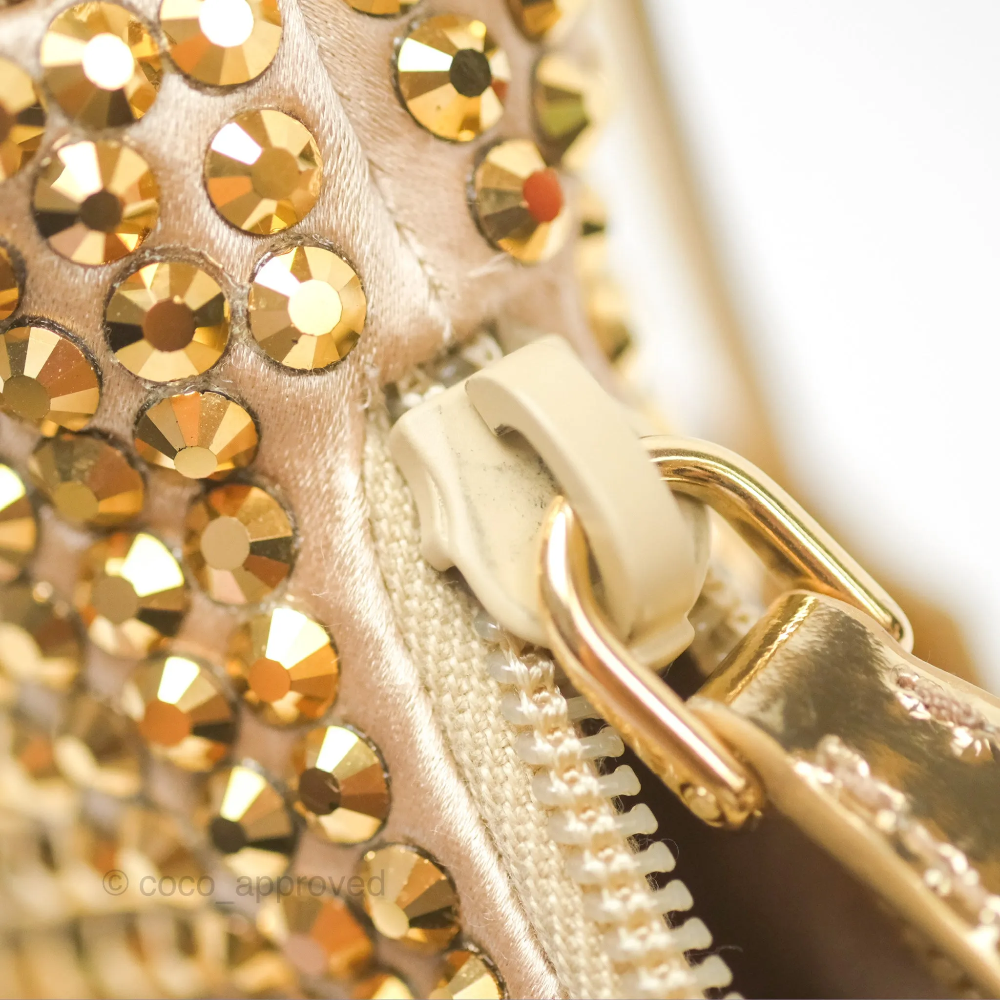 Prada Re-Edition 2000 Nylon Mini Bag Gold Crystal Embellished