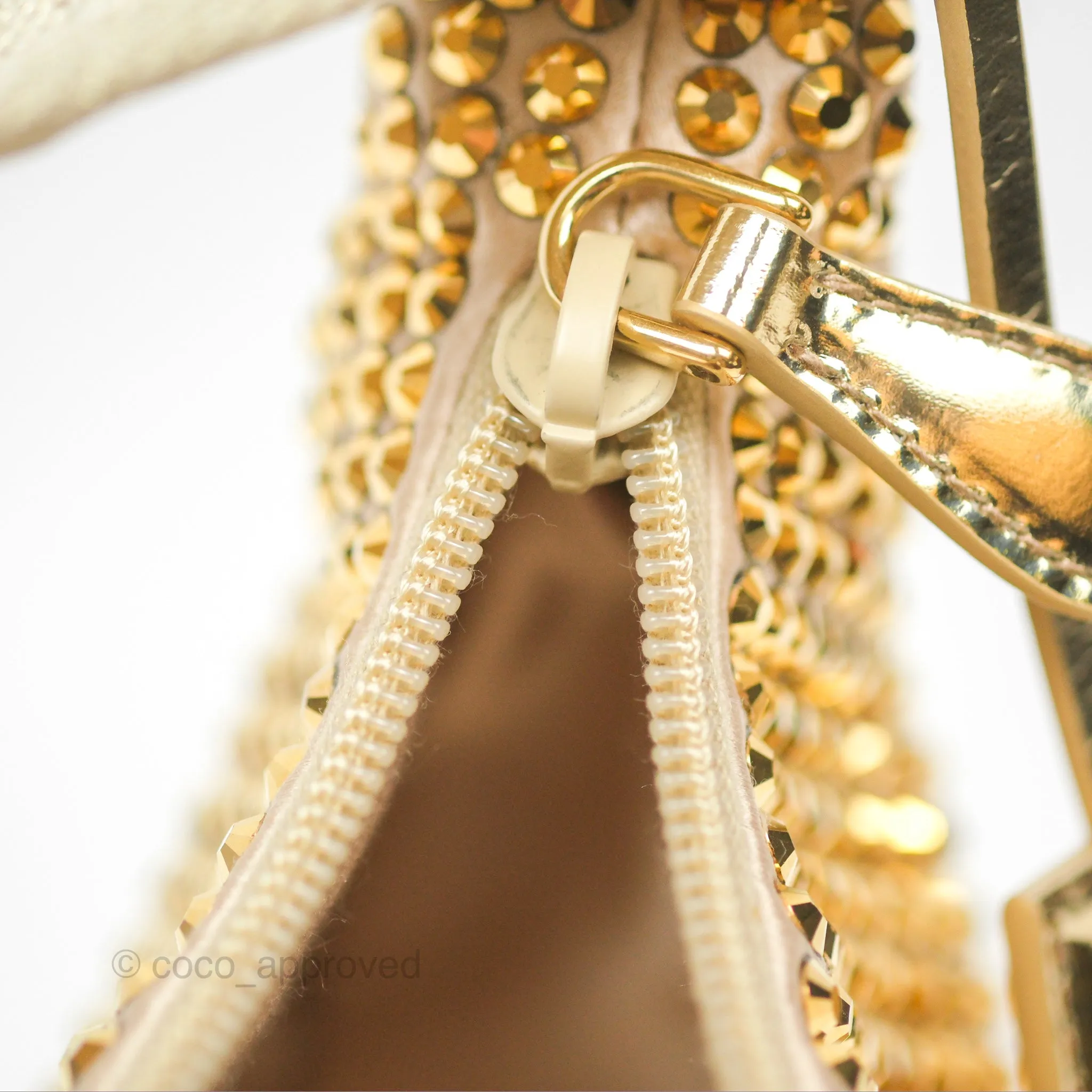Prada Re-Edition 2000 Nylon Mini Bag Gold Crystal Embellished