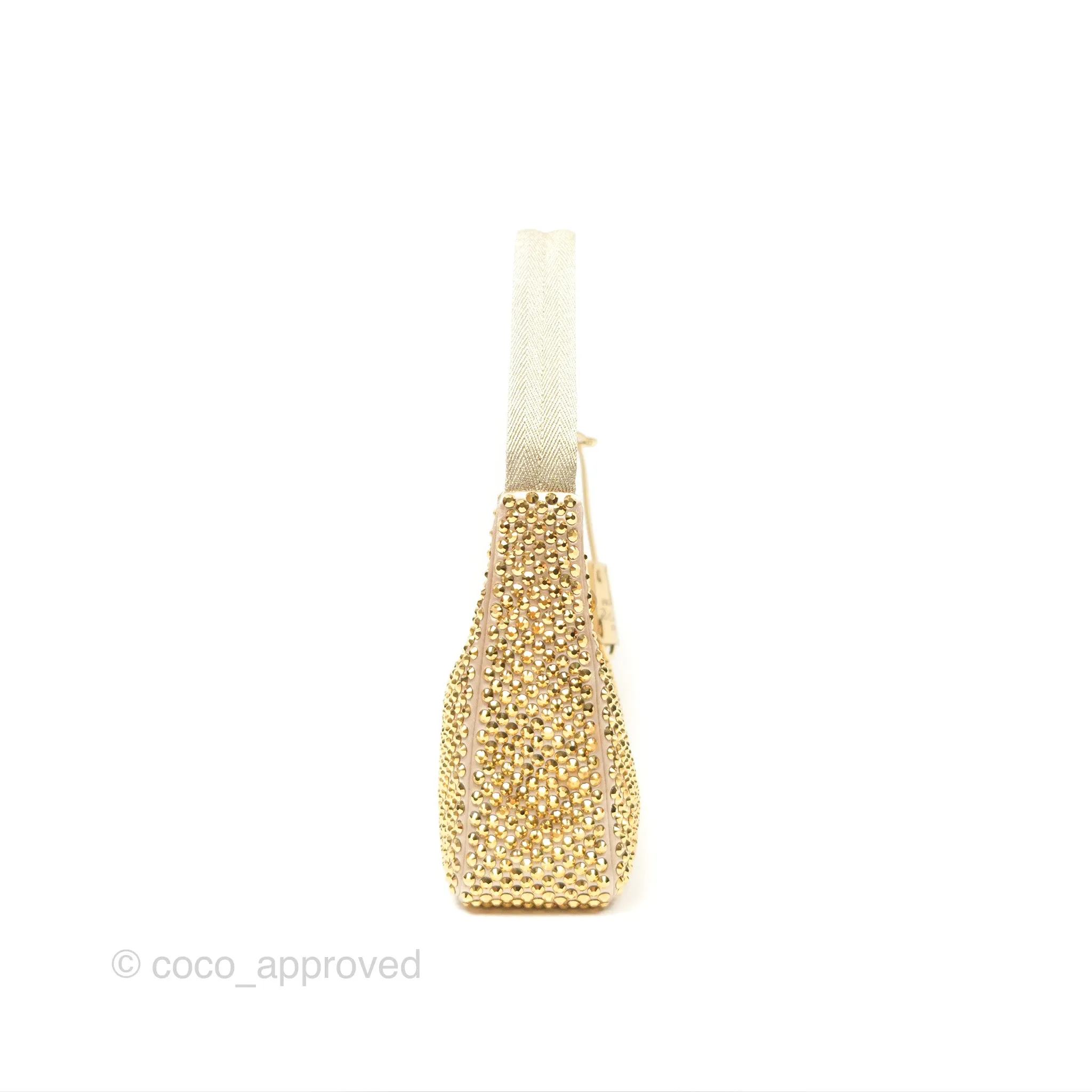 Prada Re-Edition 2000 Nylon Mini Bag Gold Crystal Embellished